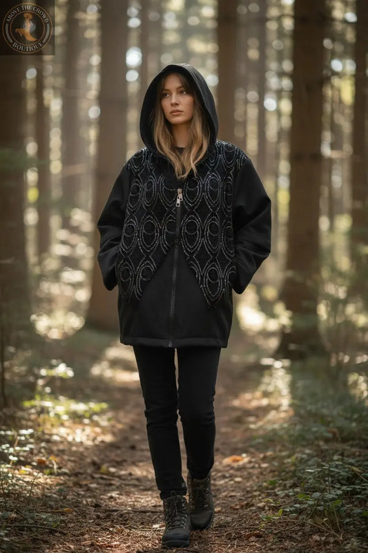 H-4 Sequin Embroidered Hoodie Sweatshirt 4724 H-4