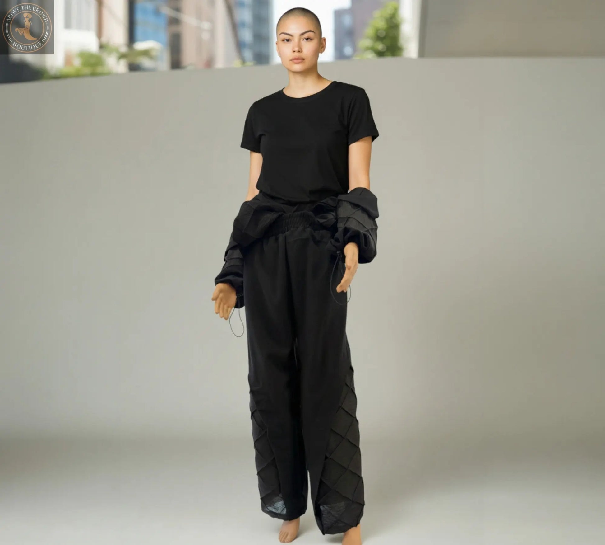 H-4 Textured Quilted Pants 4717 - Above the Crowd Boutique