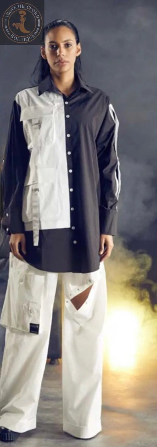 H-4 Women’s Color Blocked Blouse 1807 H-4