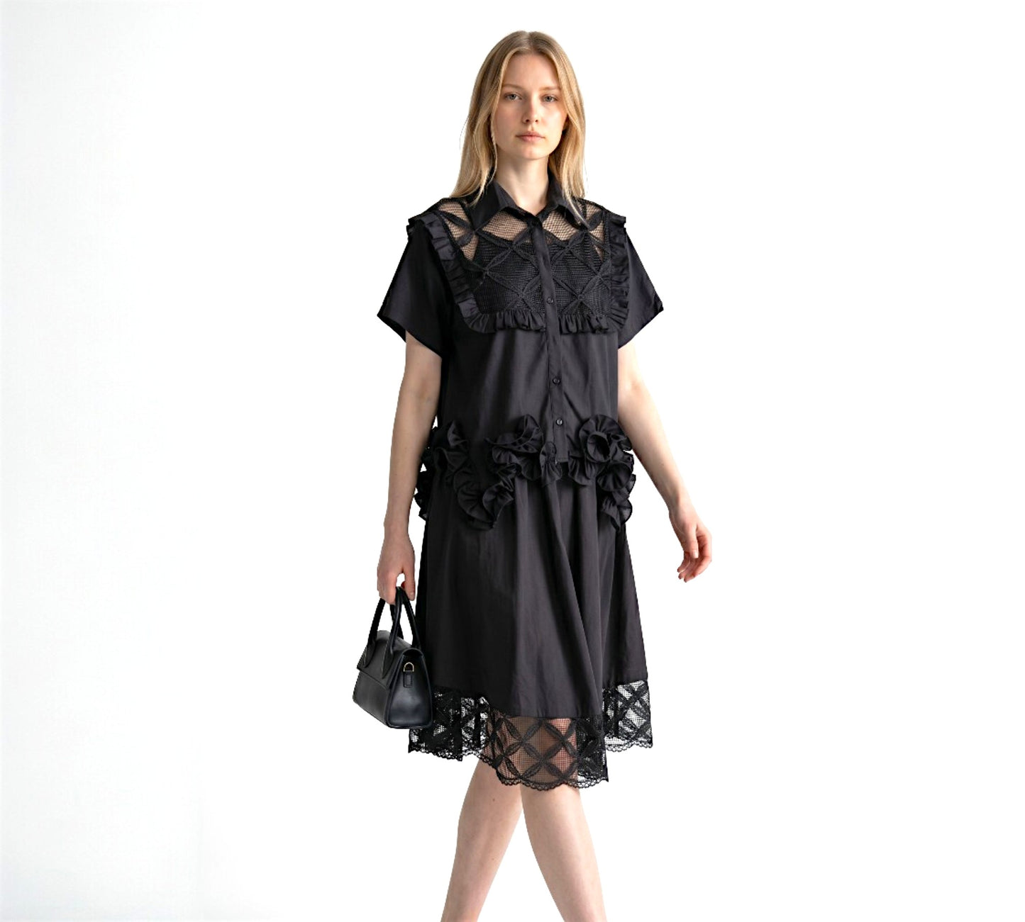 H-4 Blouse – Sheer Panel Ruffle Detail Top - Above the Crowd Boutique
