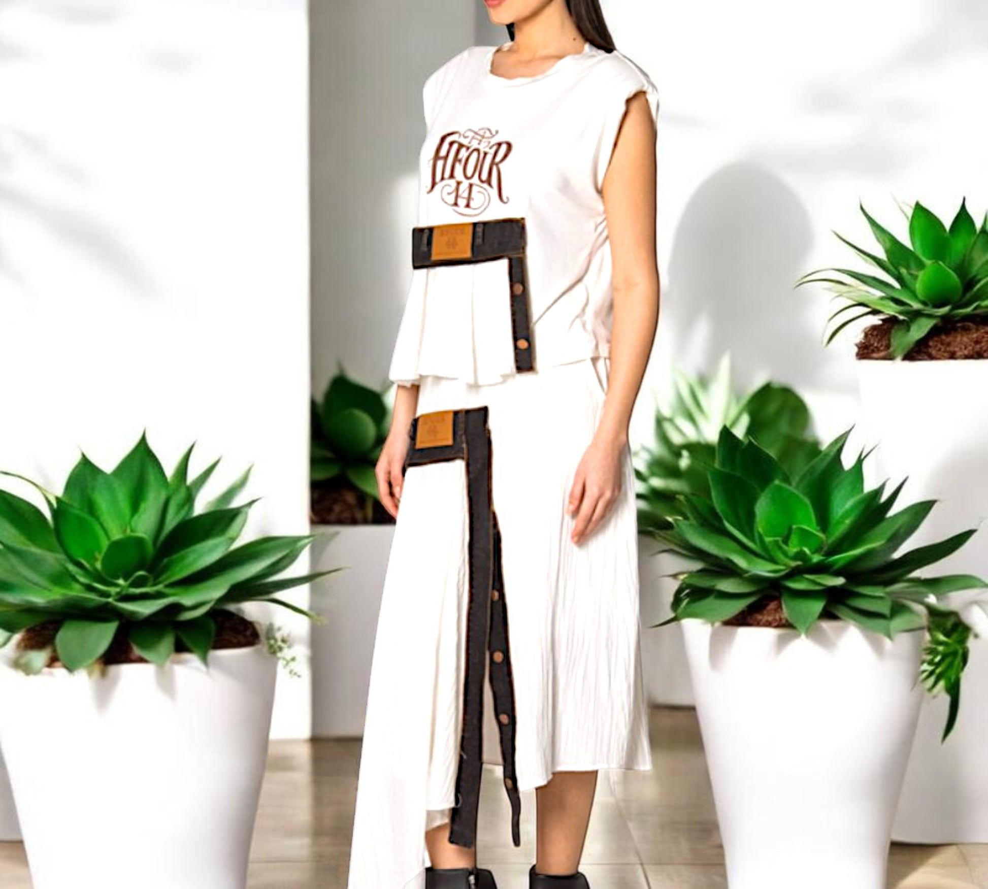Asymmetrical Pleated Skirt Set - Above the Crowd Boutique