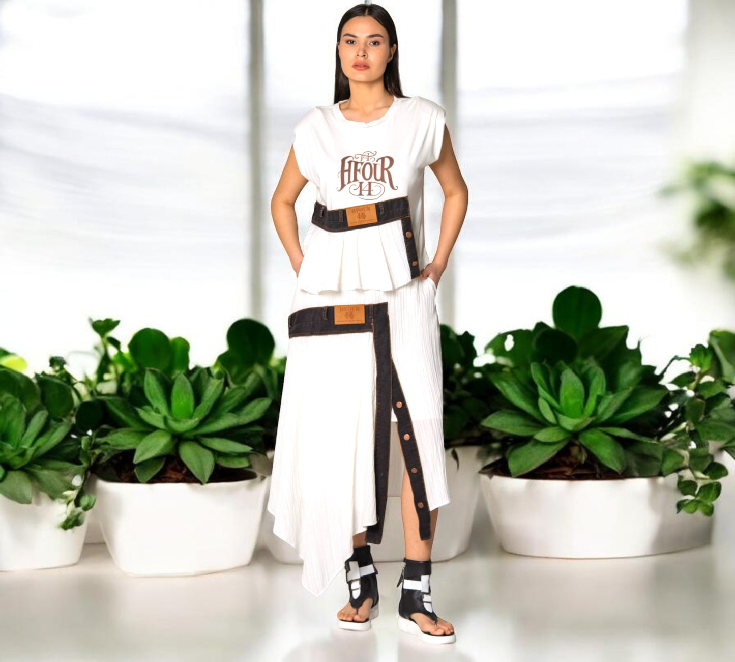 Asymmetrical Pleated Skirt Set - Above the Crowd Boutique