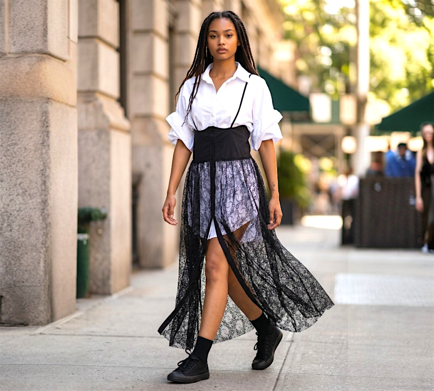 H-4 Dress – Layered Lace Corset Shirt Dress - Aboe the Crowd Boutique