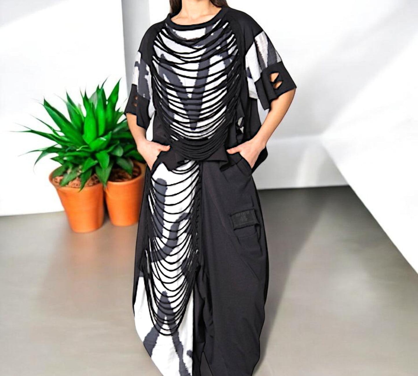 Avant-Garde Distressed Layered Pants Set - Above the Crowd Boutique
