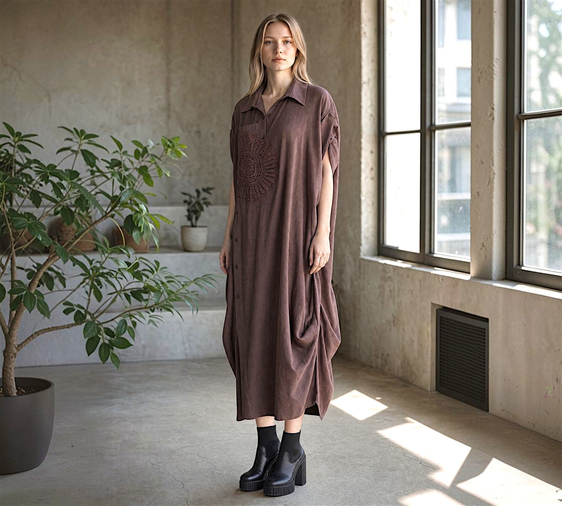 Oversized Cocoon Shirt Dress - Above the Crowd Boutique