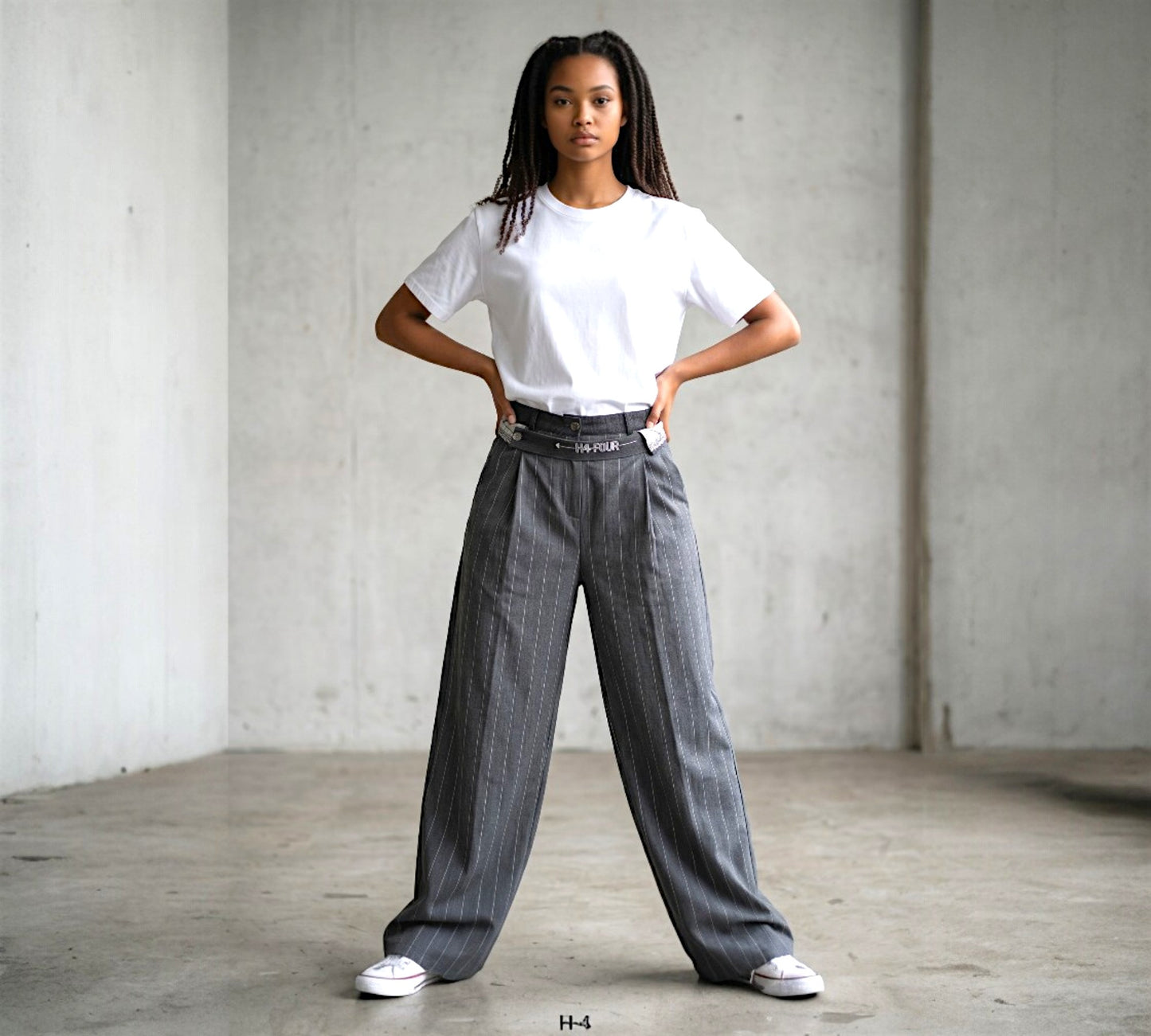 H-4 Pinstripe Wide-Leg Tailored Pants - Above the Crowd Boutique