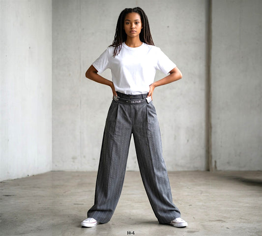 H-4 Pinstripe Wide-Leg Tailored Pants - Above the Crowd Boutique