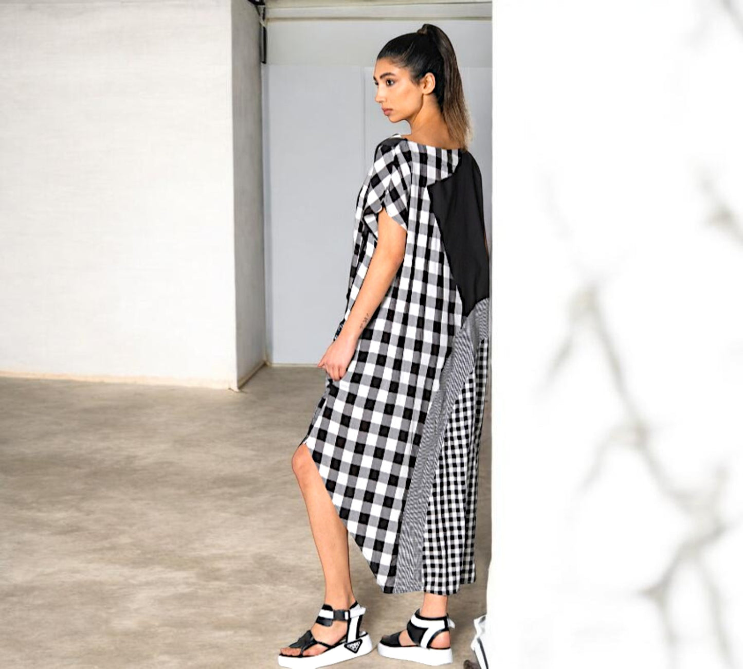 Oversized Patchwork Gingham Maxi Dress - Above the Crowd Boutique