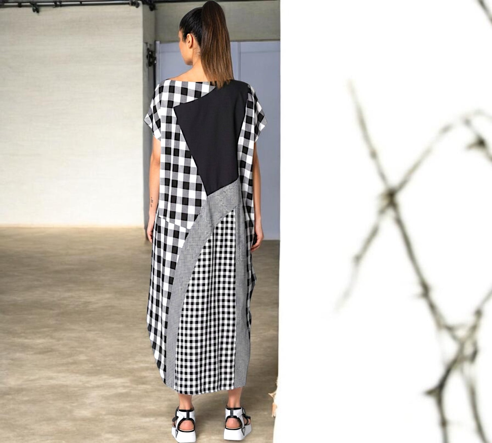 Oversized Patchwork Gingham Maxi Dress - Above the Crowd Boutique