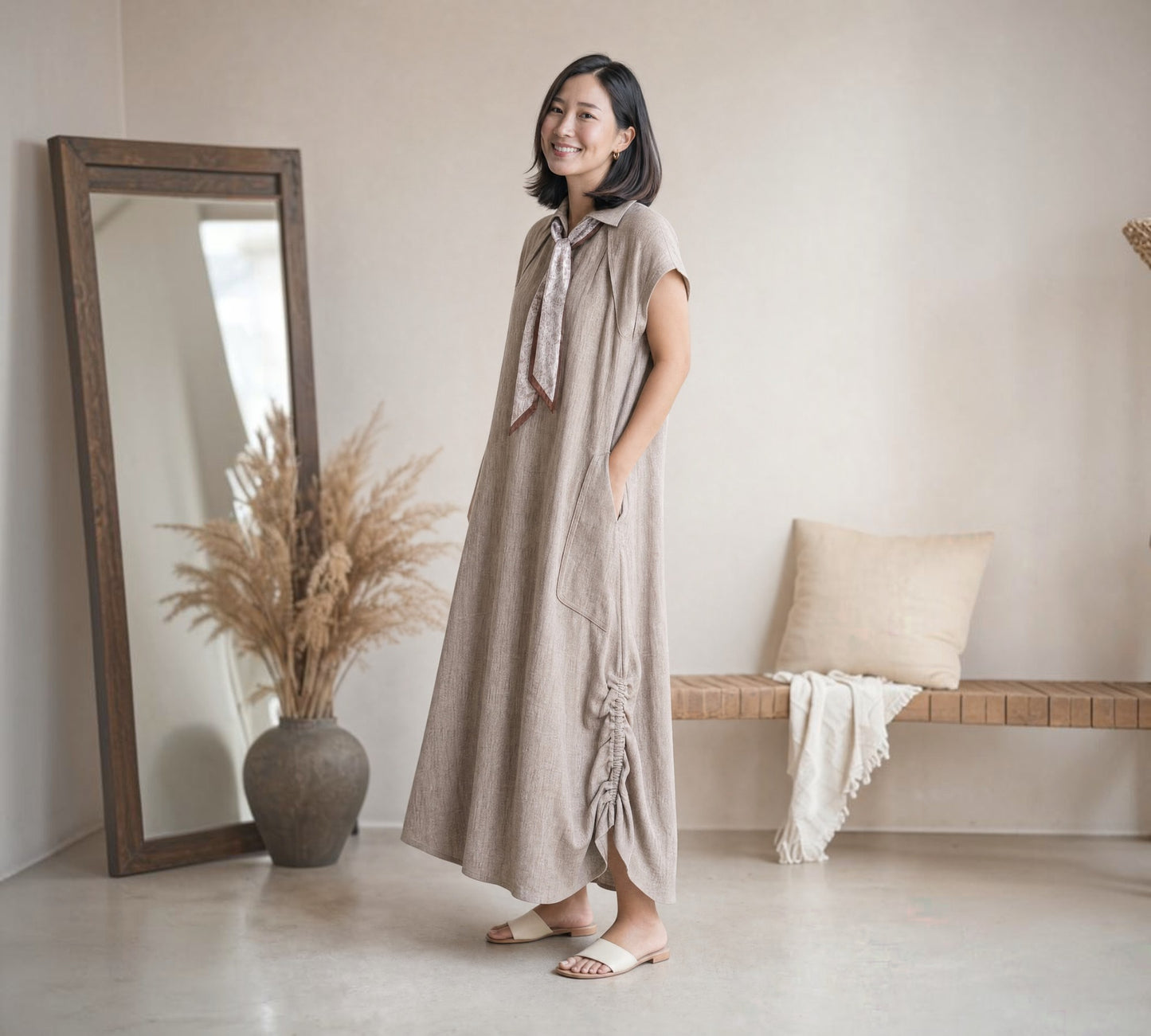 Oversized Drawstring Maxi Dress - Above the Crowd Boutique