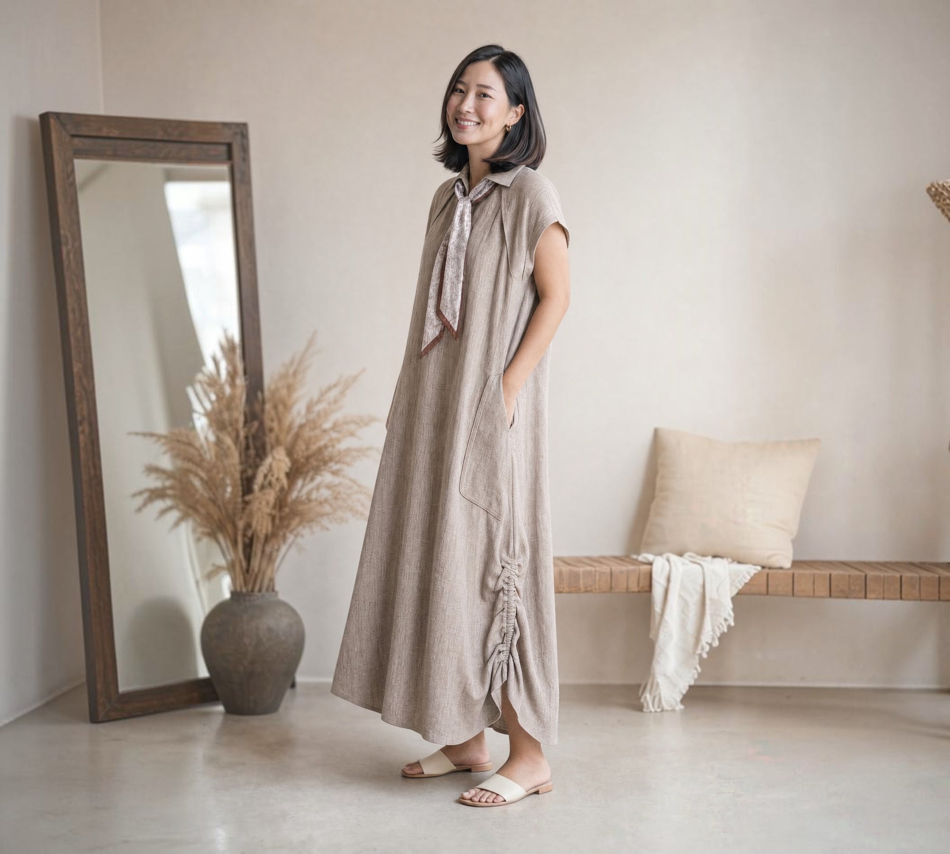 Oversized Drawstring Maxi Dress - Above the Crowd Boutique