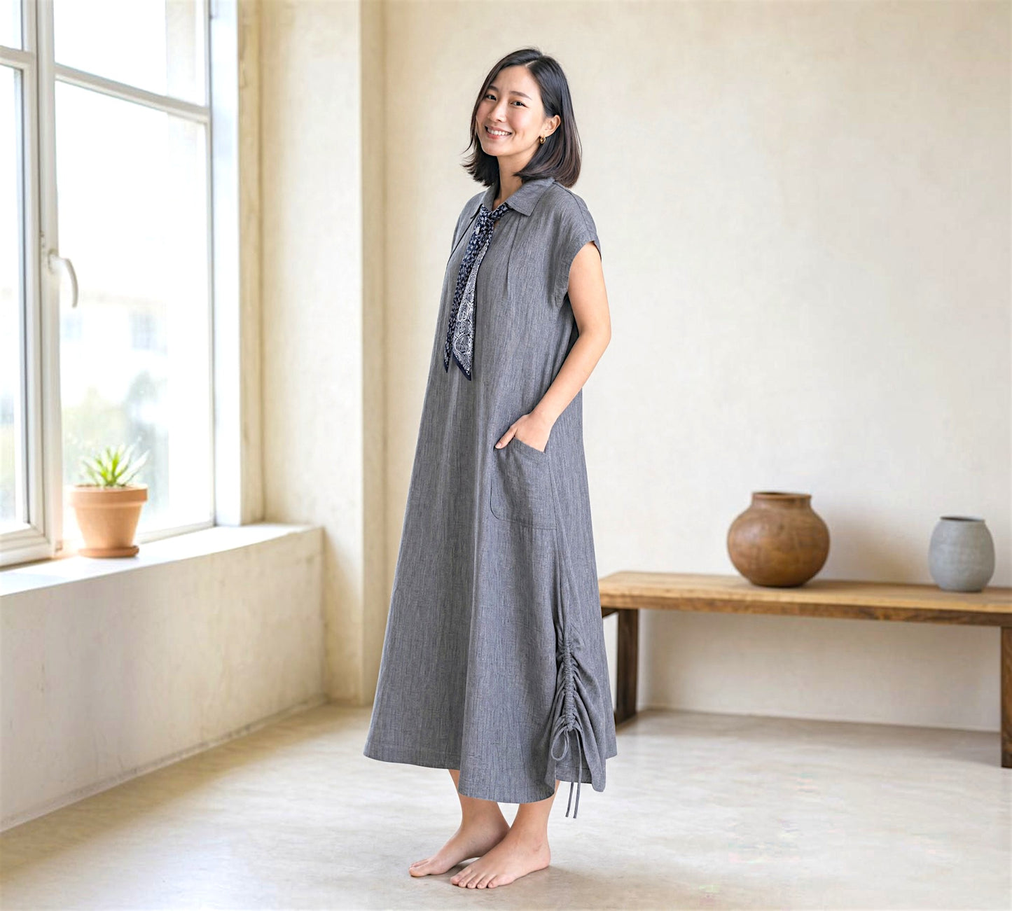 Oversized Drawstring Maxi Dress - Above the Crowd Boutique