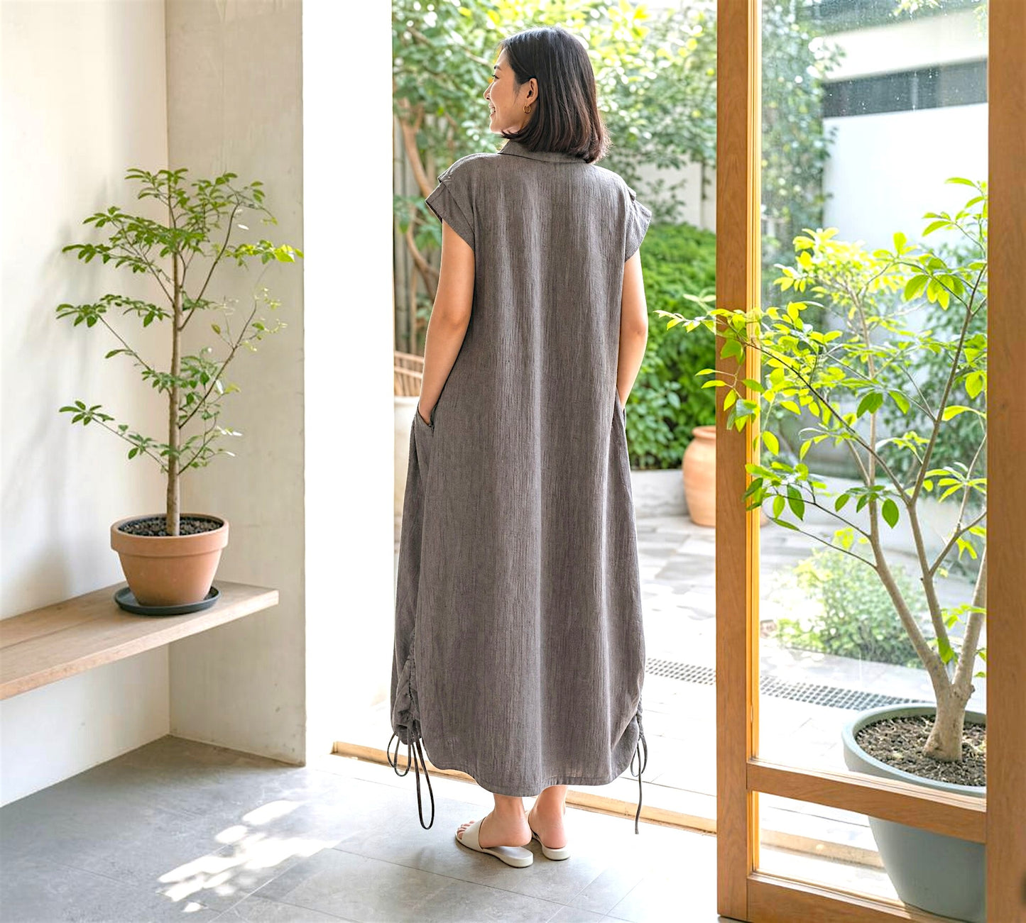 Oversized Drawstring Maxi Dress - Above the Crowd Boutique