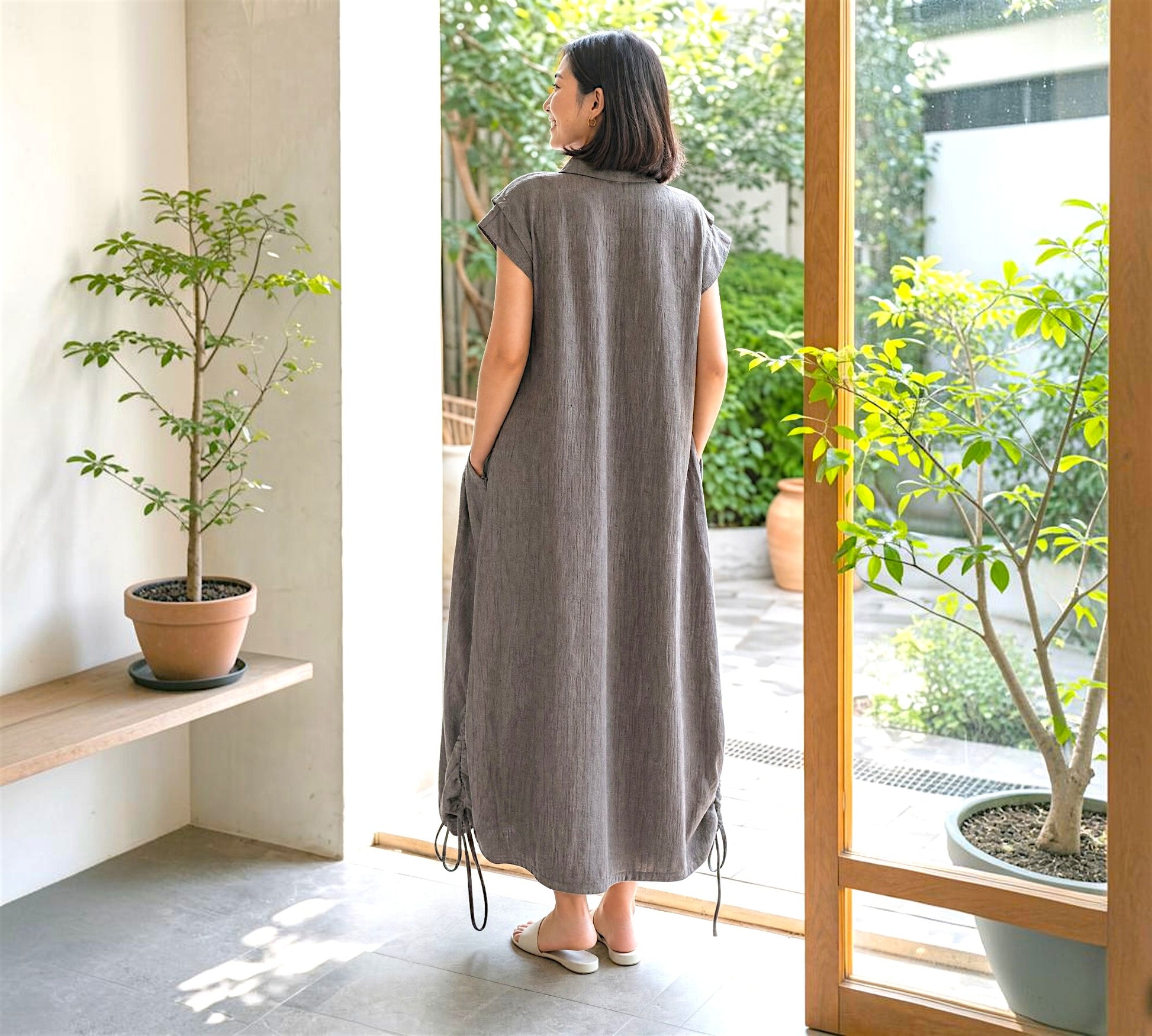 Oversized Drawstring Maxi Dress - Above the Crowd Boutique