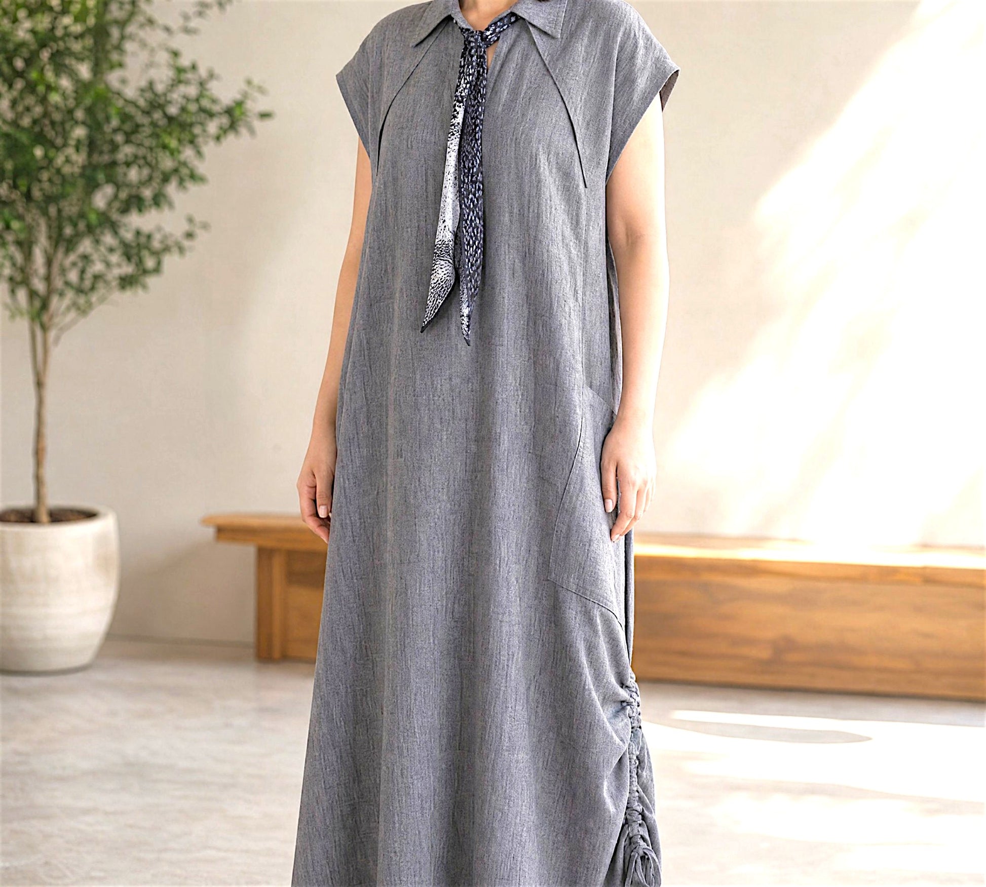 Oversized Drawstring Maxi Dress - Above the Crowd Boutique