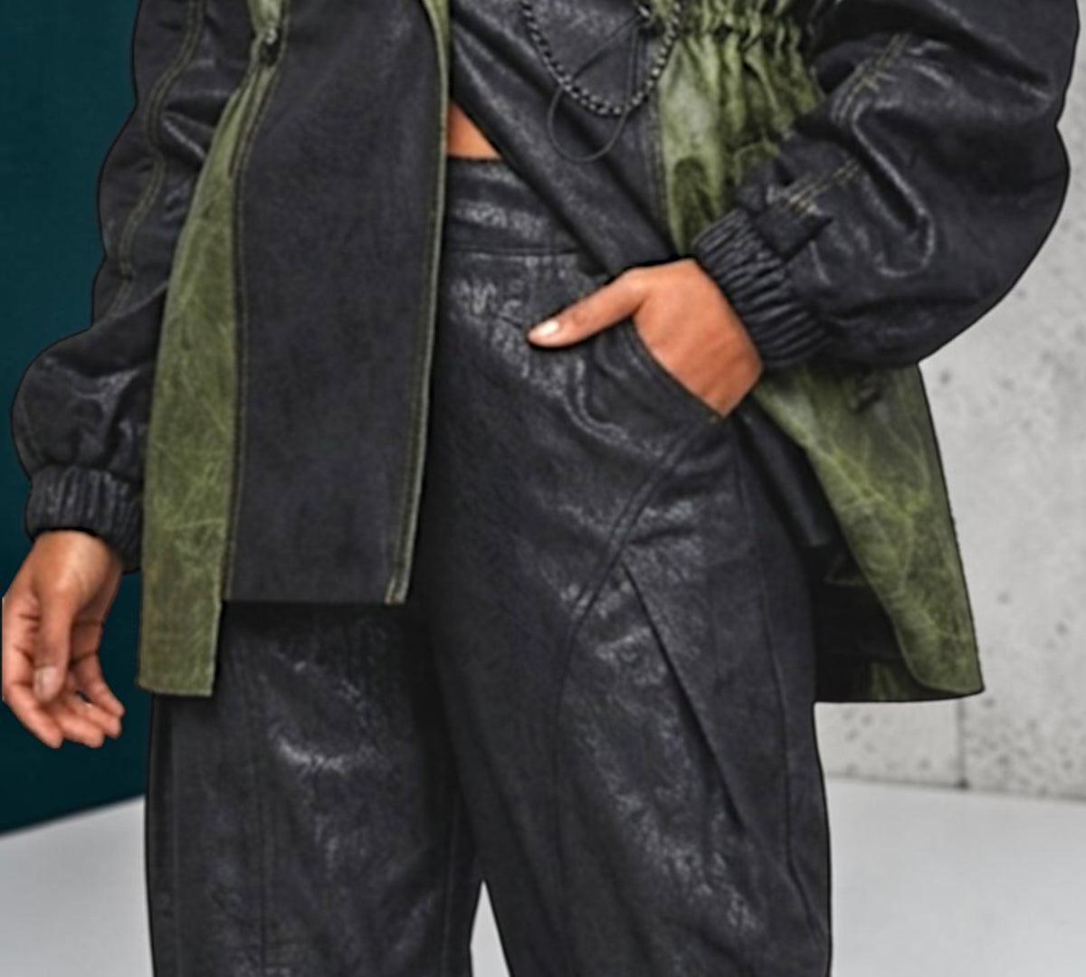 Black Faux Leather Sculpted Tapered Pants