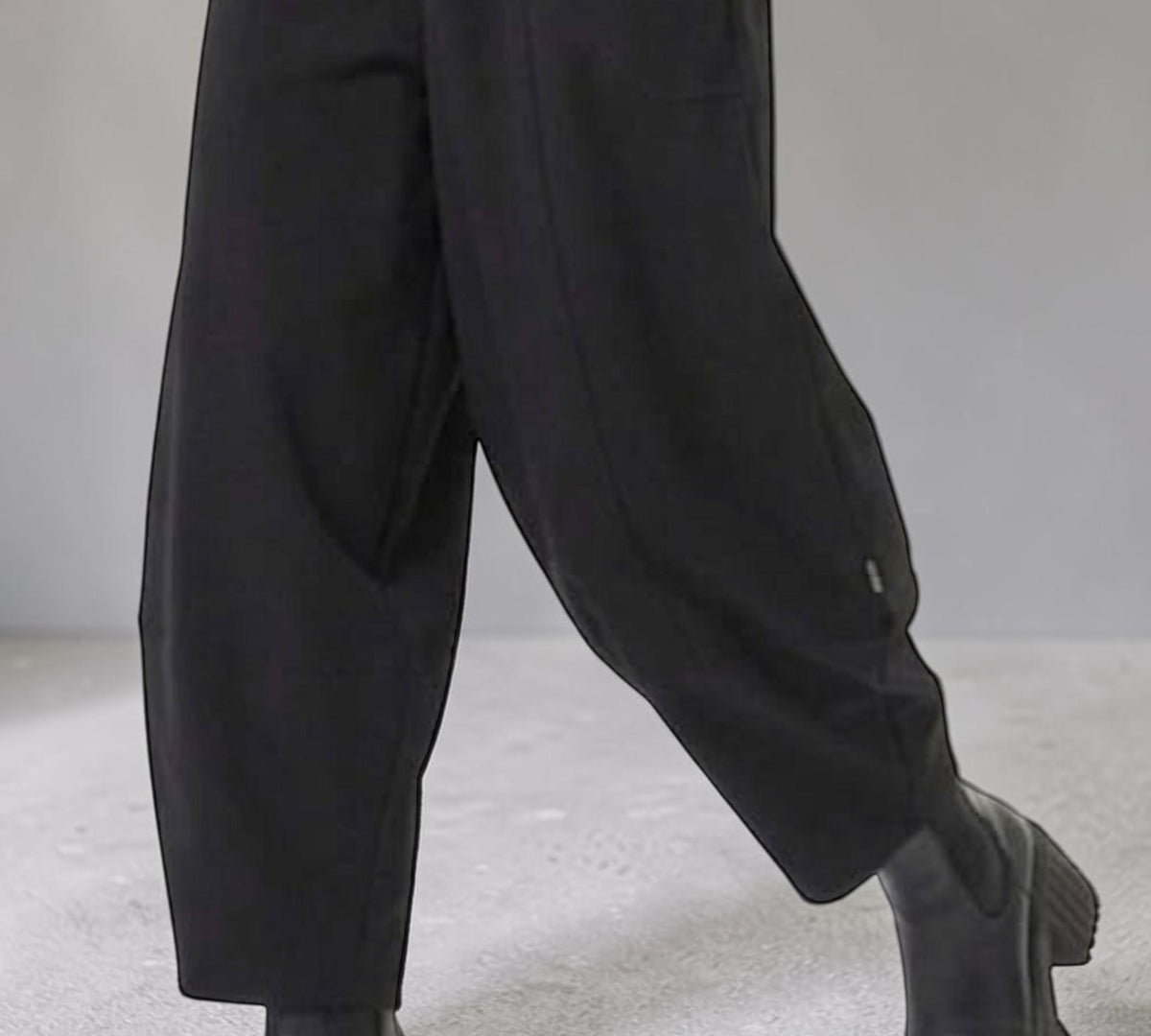 Black Sculptural Barrel-Leg Pants with Elastic Waist - Above the Crowd Boutique