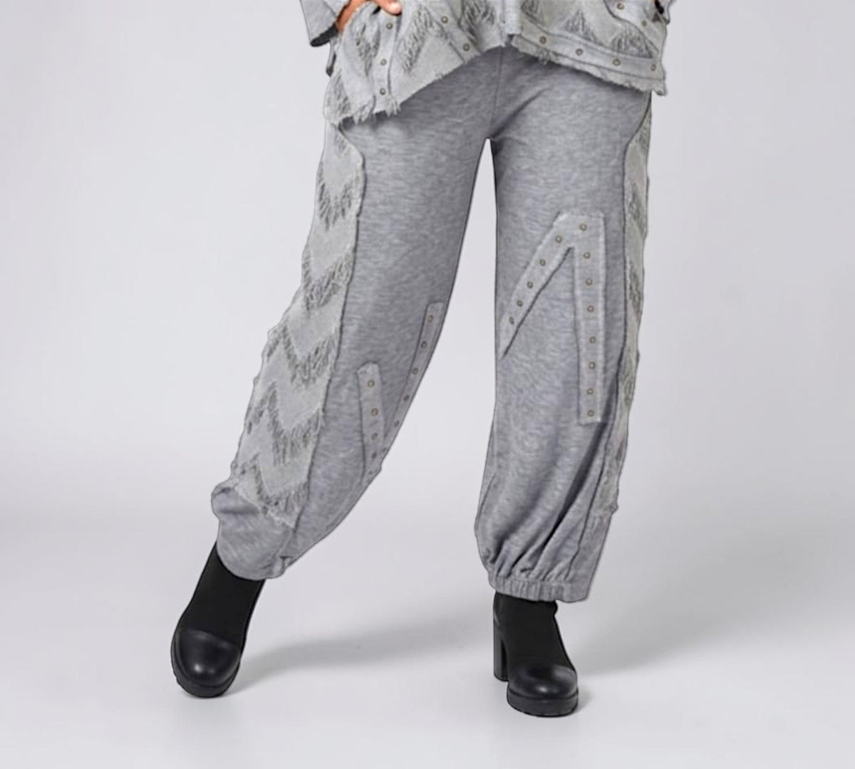 Fringe And Stud Detail Relaxed Jogger Sweatpants - Above the Crowd Boutique