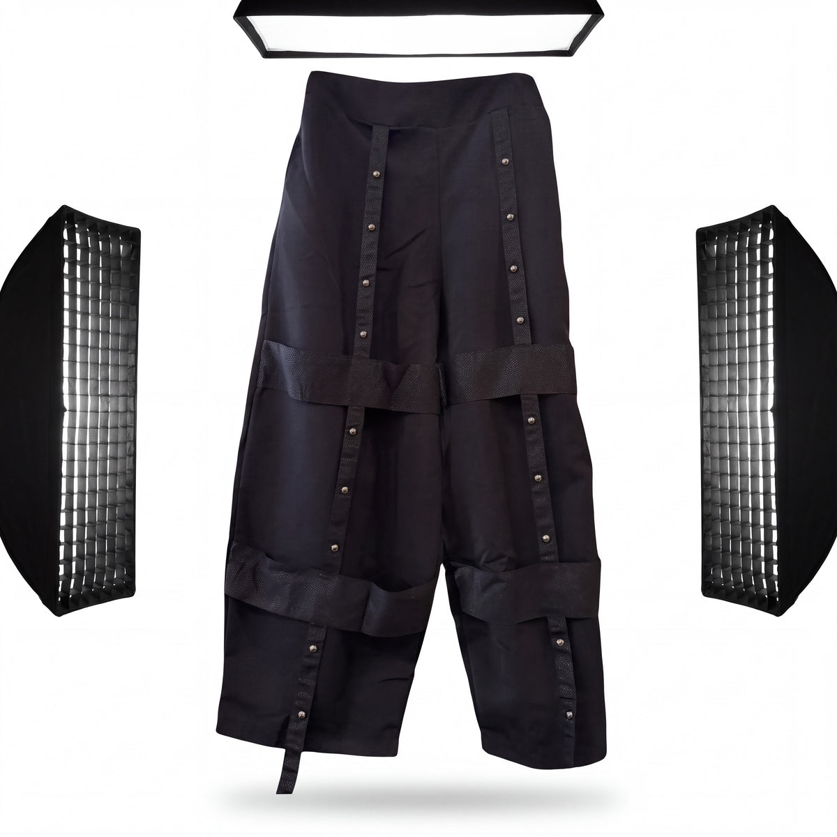 Black Studded Strap-Detail Utility Pants - Above the Crowd Boutique