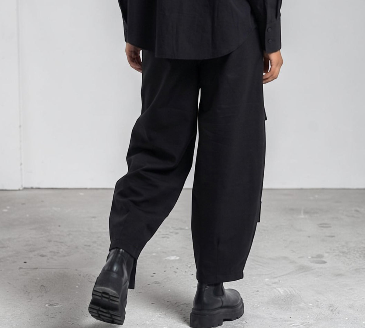 Black Studded Strap-Detail Utility Pants - Above the Crowd Boutique