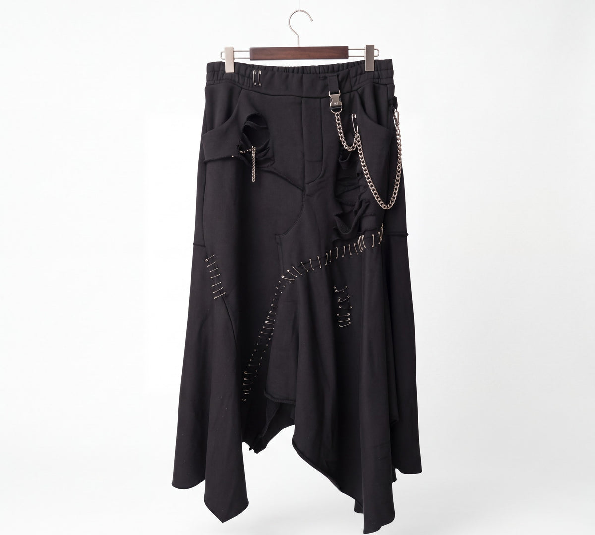 Black Asymmetrical Deconstructed Maxi Skirt