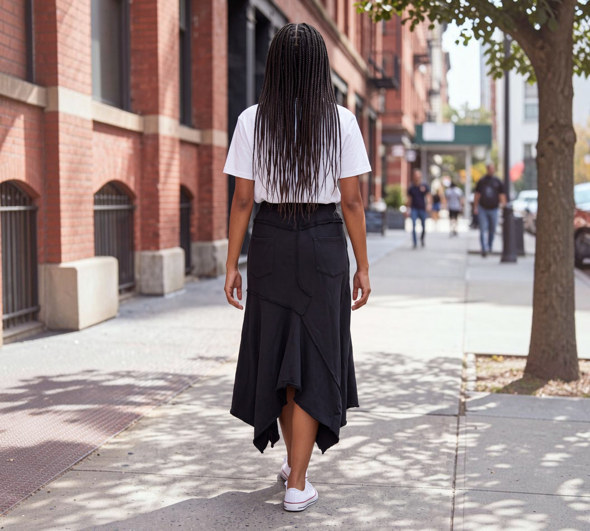 Black Asymmetrical Deconstructed Maxi Skirt