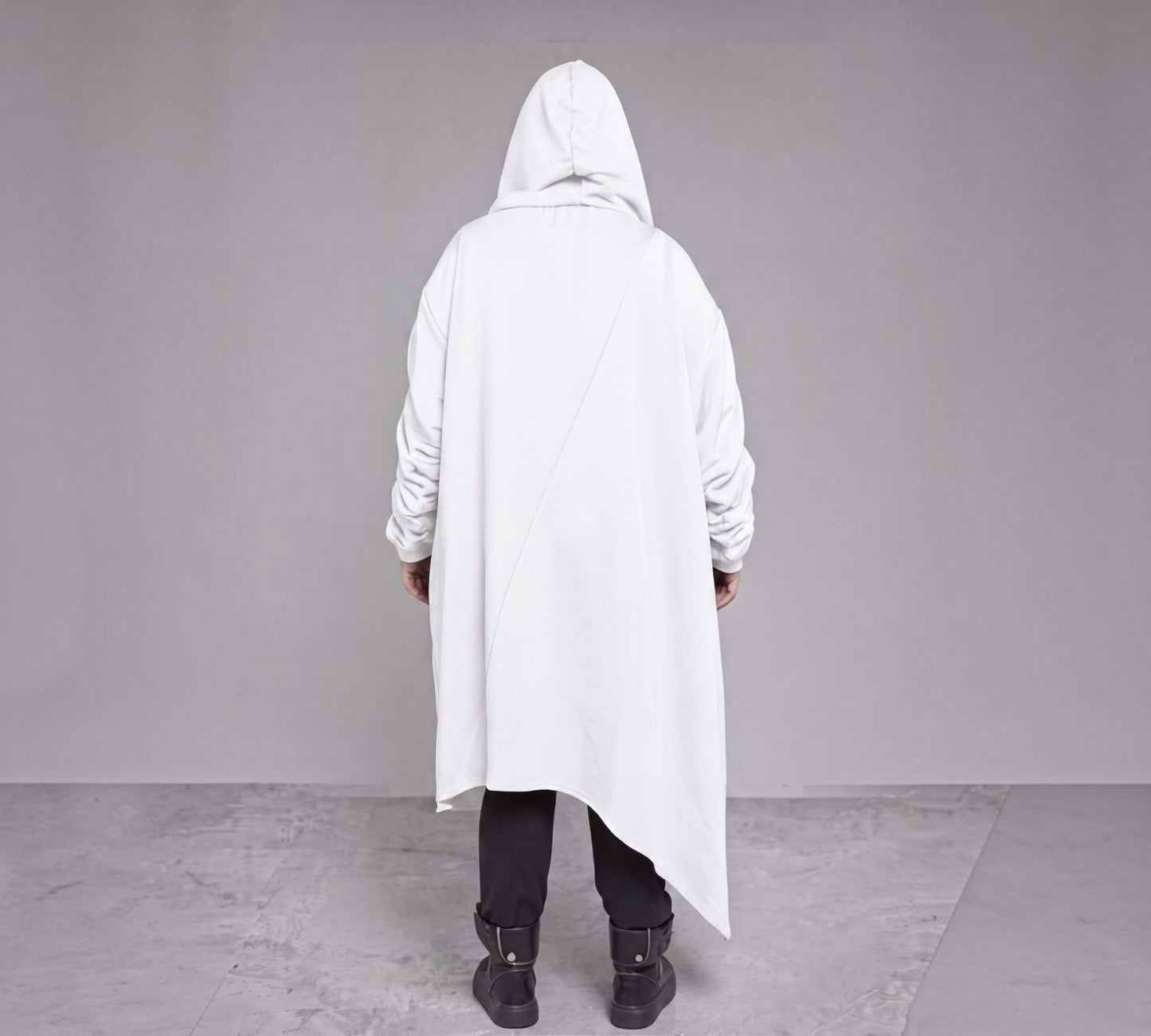Plus Size White Asymmetrical Hooded Trench Coat - Above the Crowd Boutique