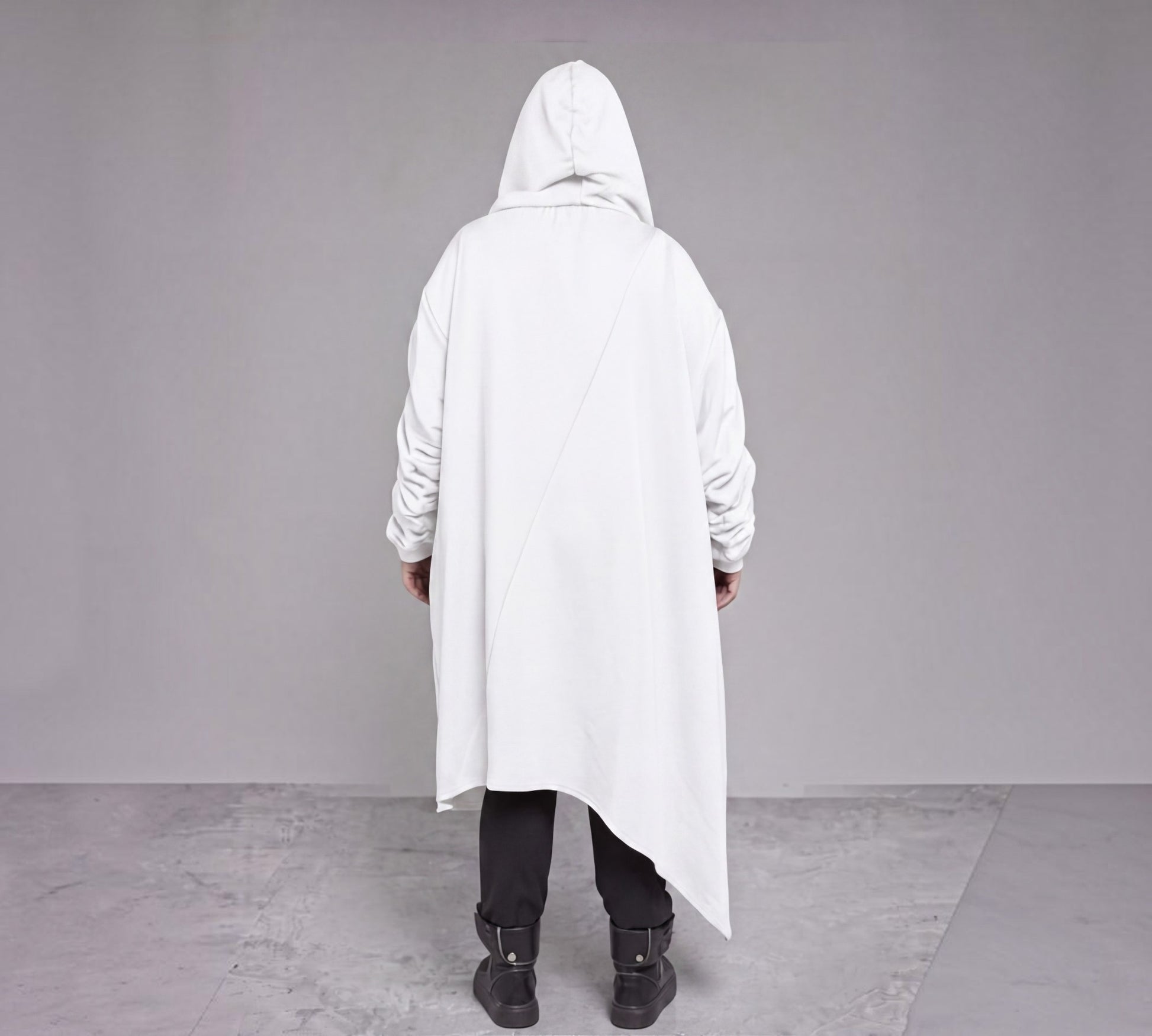 Plus Size White Asymmetrical Hooded Trench Coat - Above the Crowd Boutique