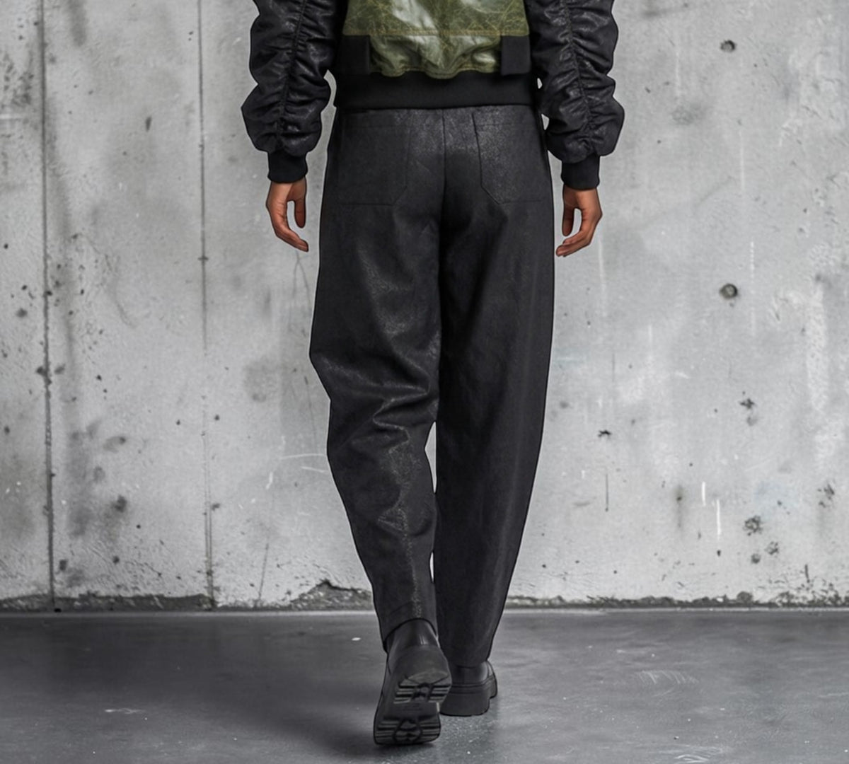Black Faux Leather Sculpted Tapered Pants