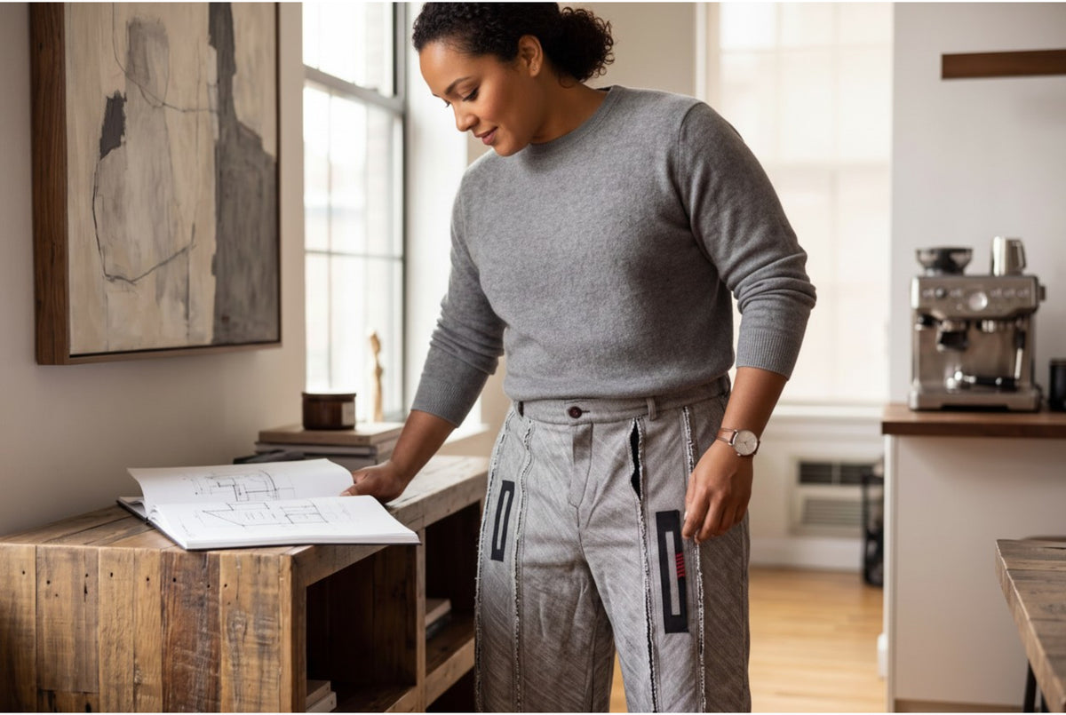 Plus Size Deconstructed Wide-Leg Statement Pants