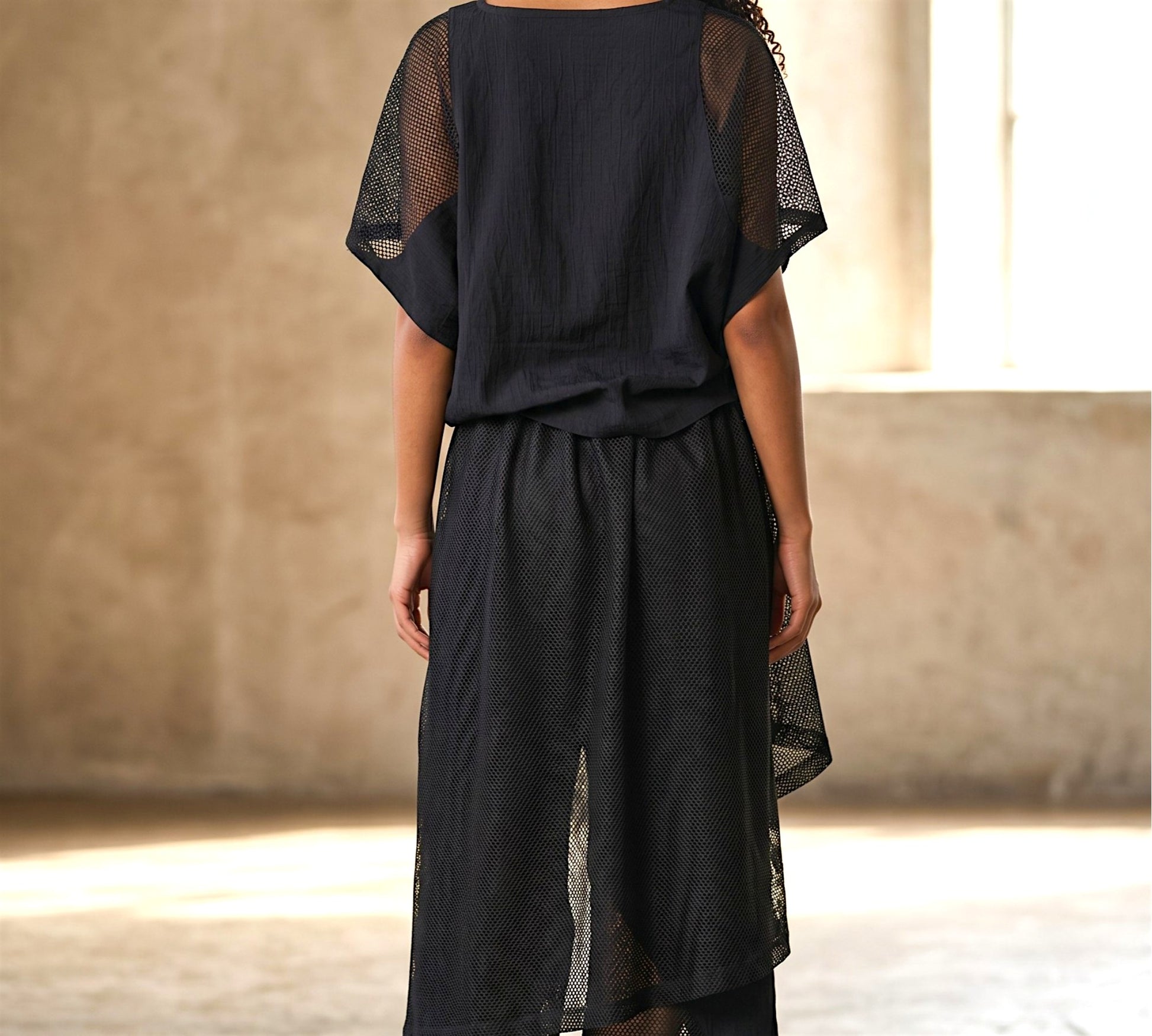 H-4 Mesh Layered Pants Suit - Above the Crowd Boutique