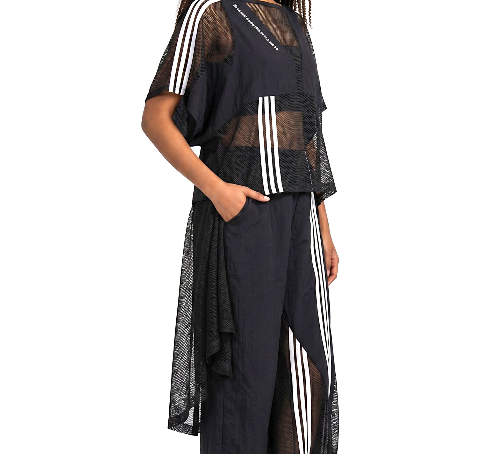 H-4 Mesh Layered Pants Suit - Above the Crowd Boutique