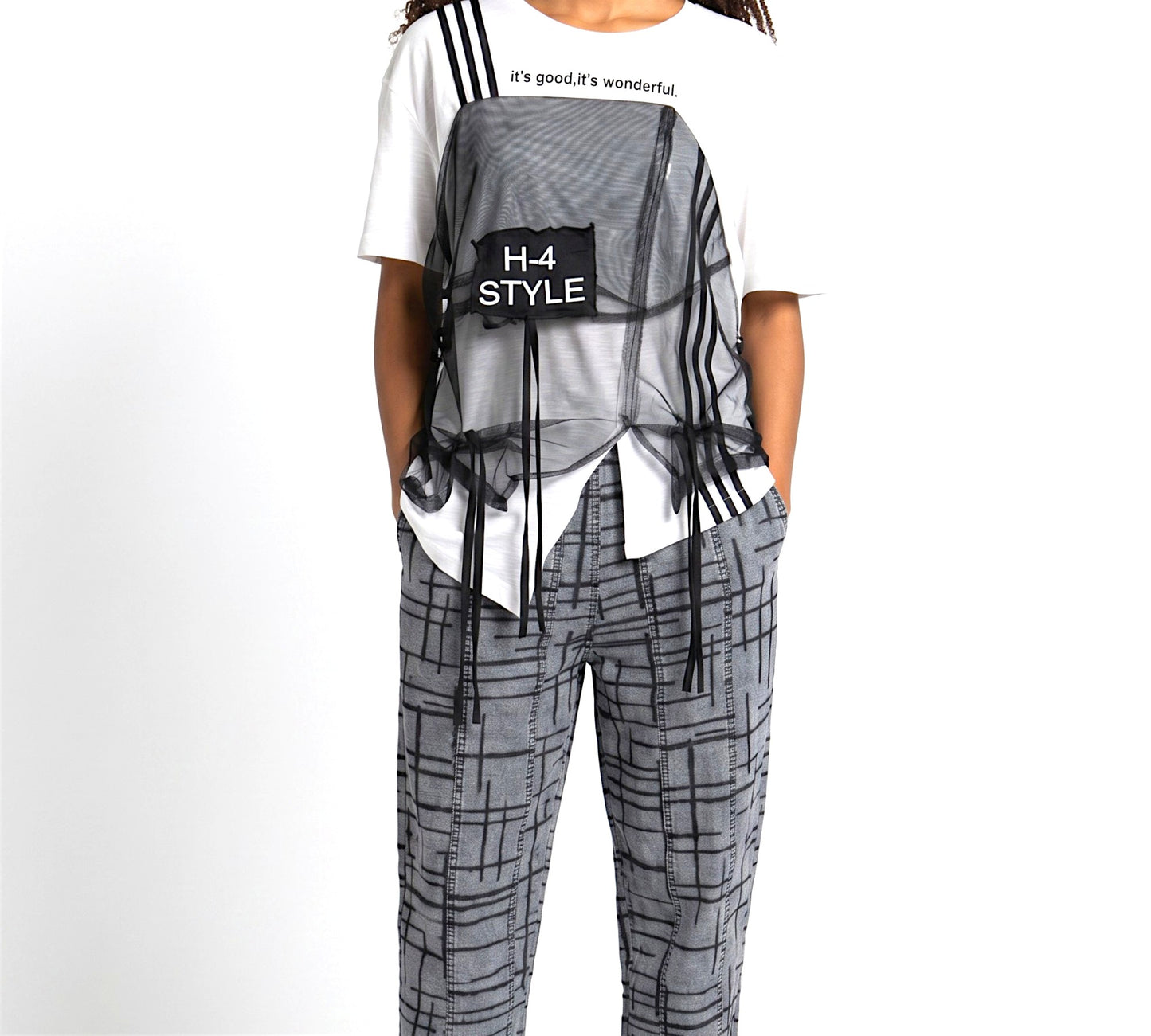 H-4 Layered Mesh Graphic T-Shirt - Above the Crowd Boutique