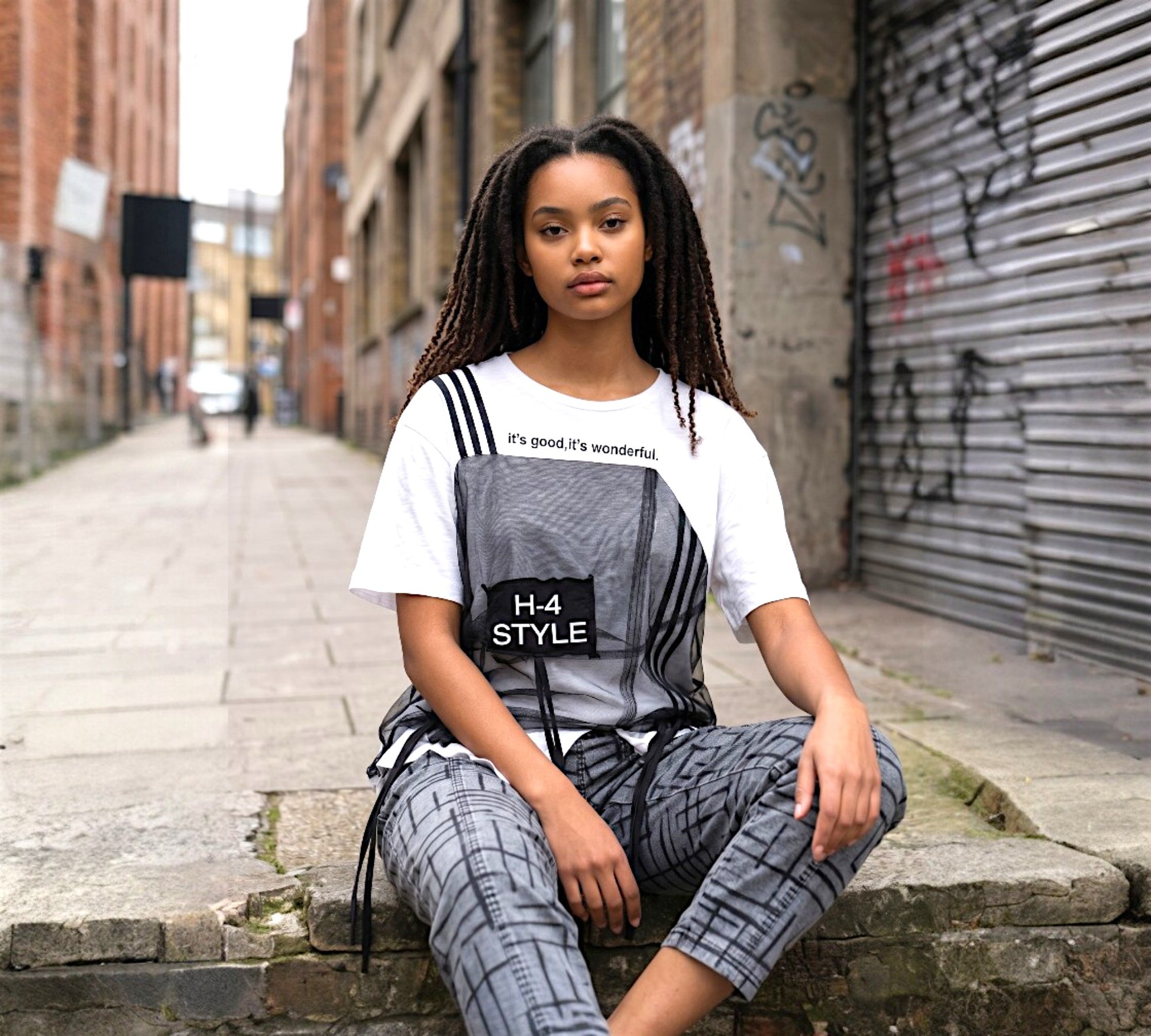 H-4 Layered Mesh Graphic T-Shirt - Above the Crowd Boutique