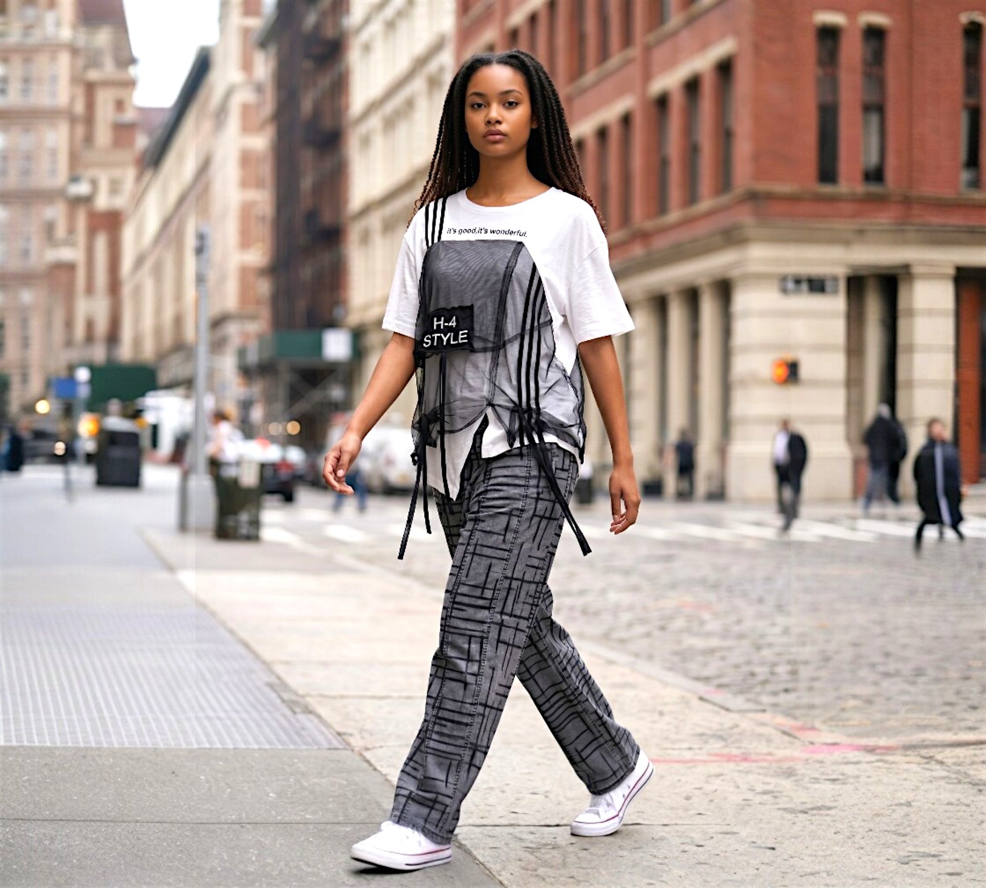 H-4 Layered Mesh Graphic T-Shirt - Above the Crowd Boutique