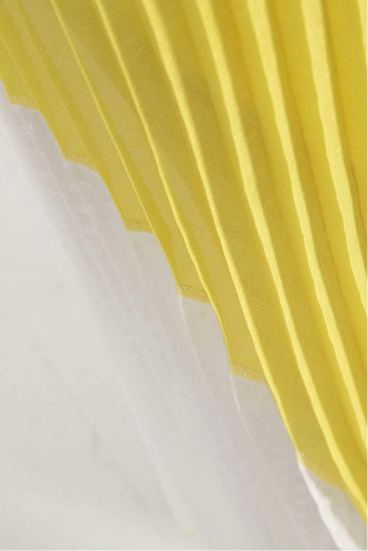 Elisa Cavaletti White and Yellow Pleated Skirt ELP233040601