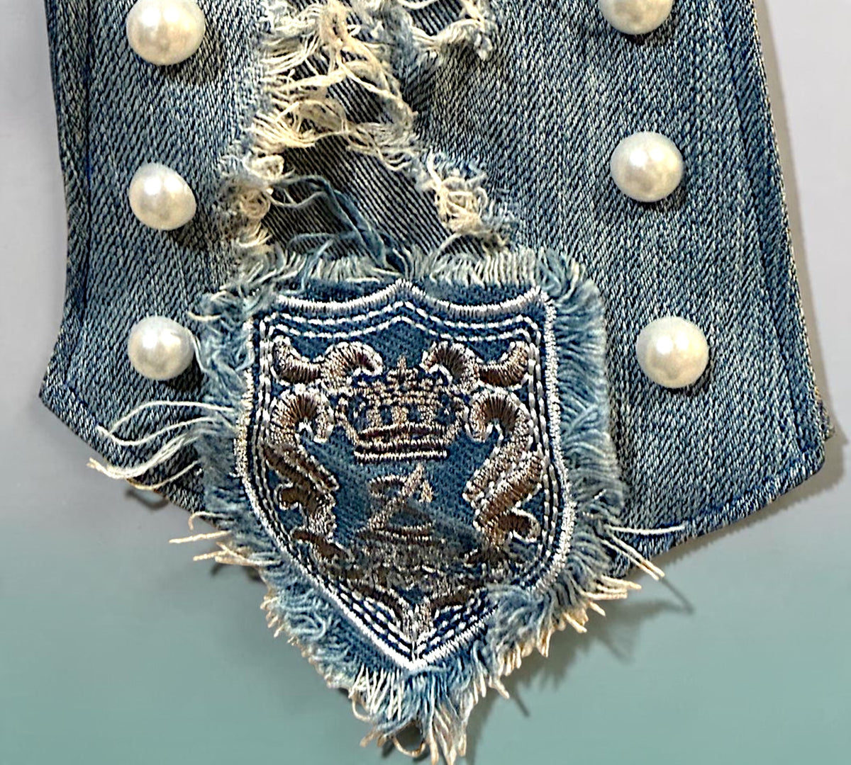 Handmade Distressed Denim Statement Necktie - Above the Crowd Boutique