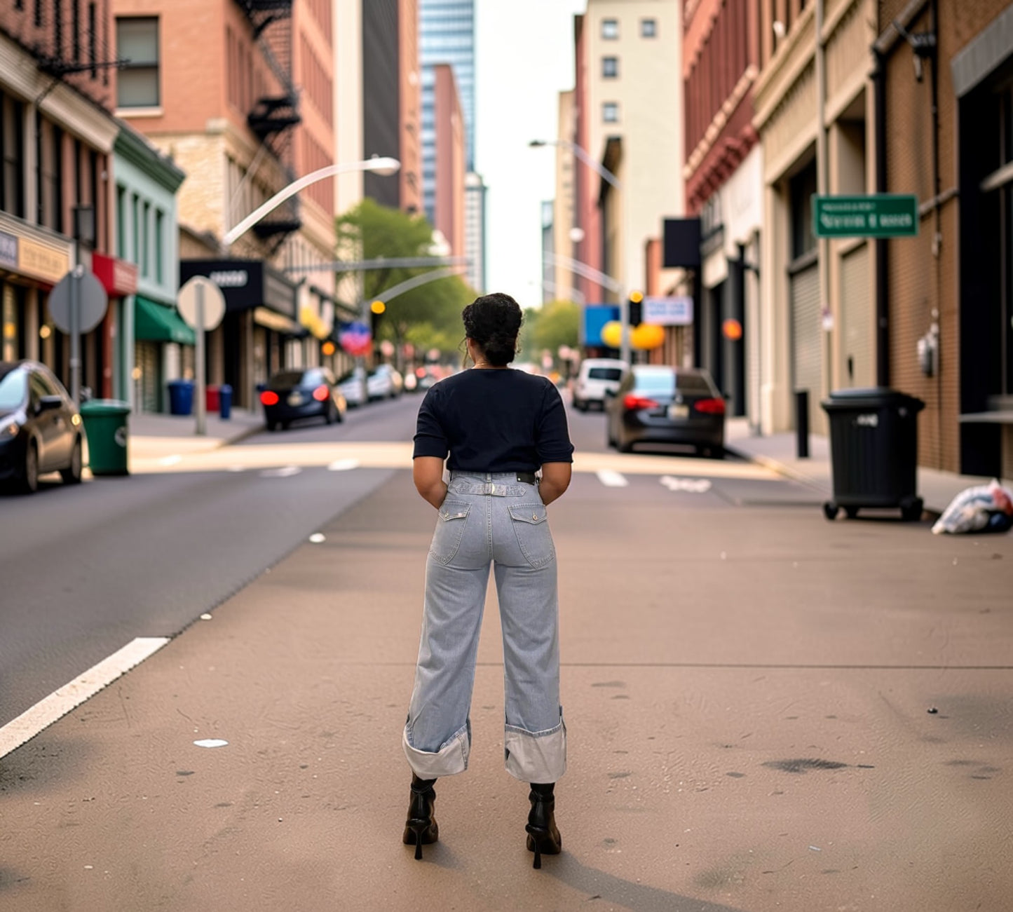 High Waisted, Button Cuff Jeans - Above the Crowd Boutique