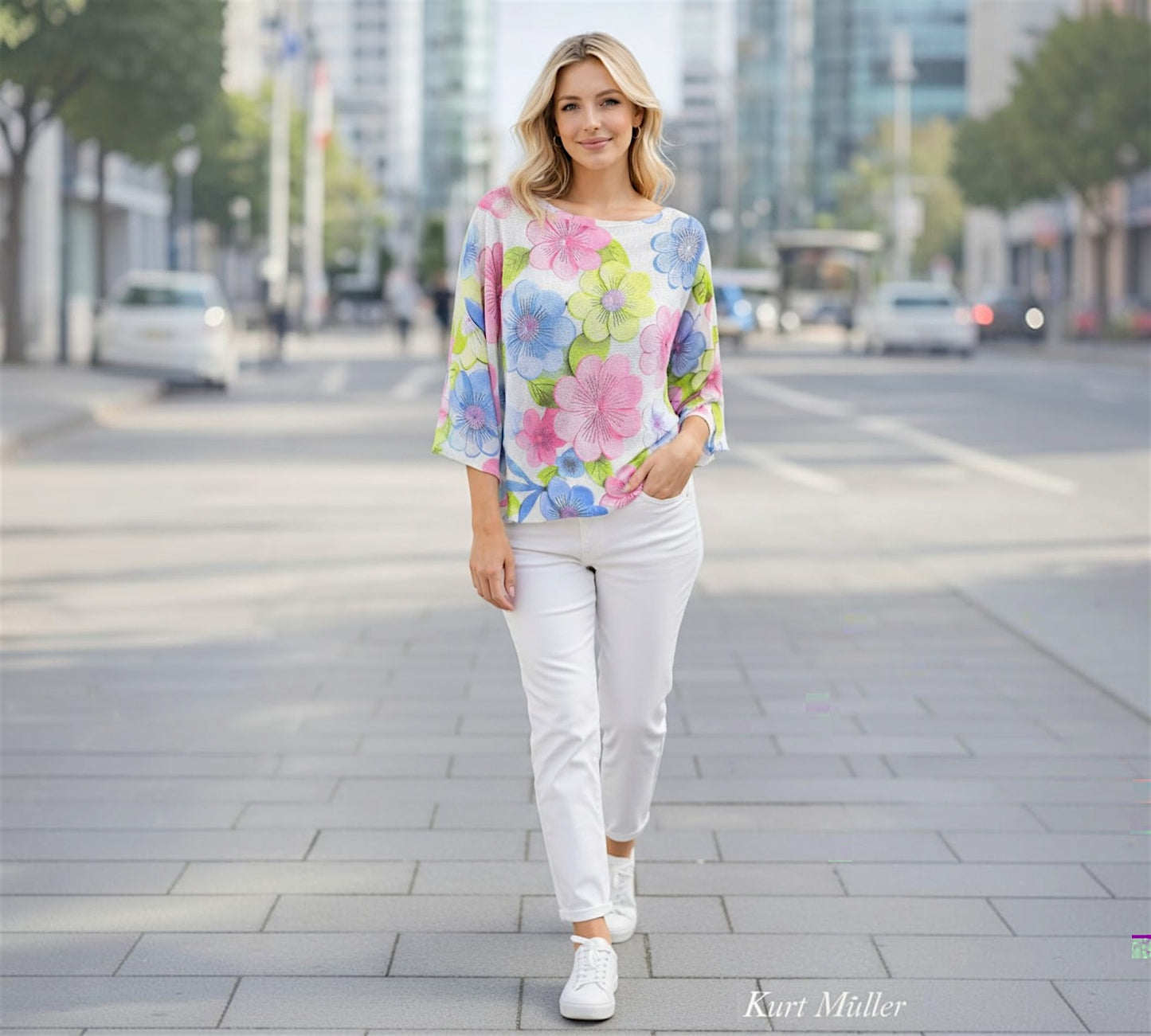 Made in Italy Floral Soft Knit Top