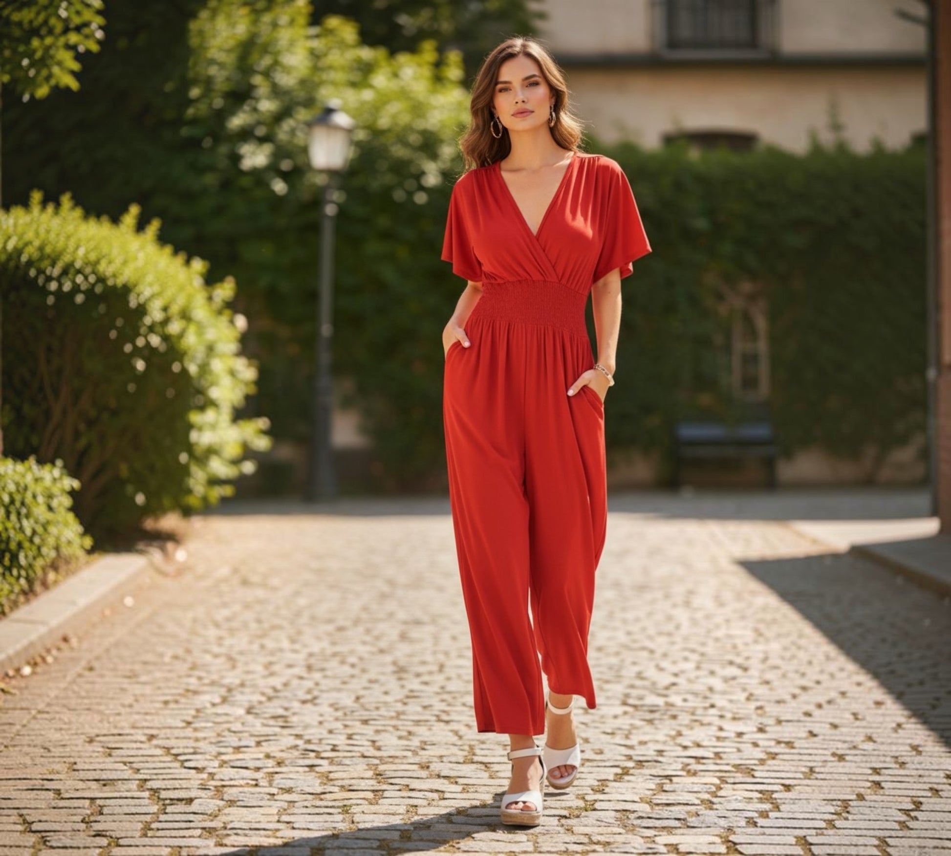 Plain Classy Slinky Wide Leg Jumpsuit - Above the Crowd Boutique