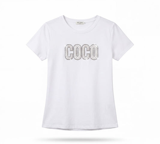 “COCO” Rhinestone Graphic T-Shirt - Above the Crowd Boutique