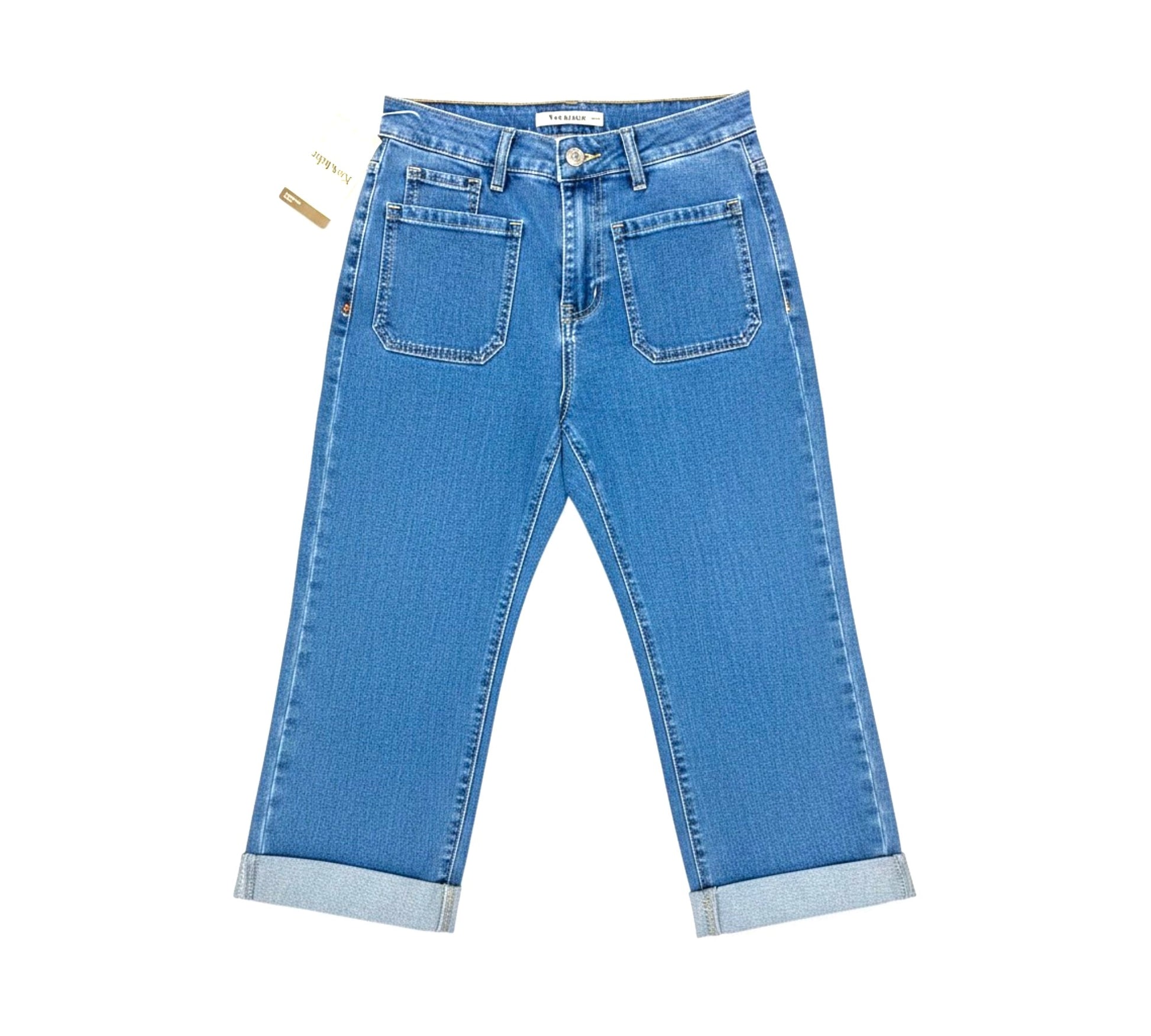 Soft Stretch Turn-Up Capri Jeans - Above the Crowd Boutique