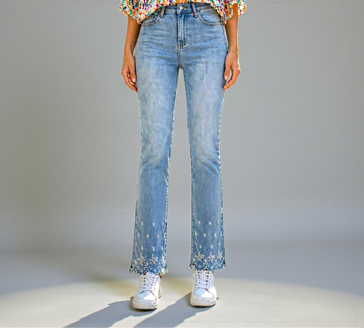 Bi-Stretch Crochet Trim Ankle Grazer Jeans - Above the Crowd Boutique