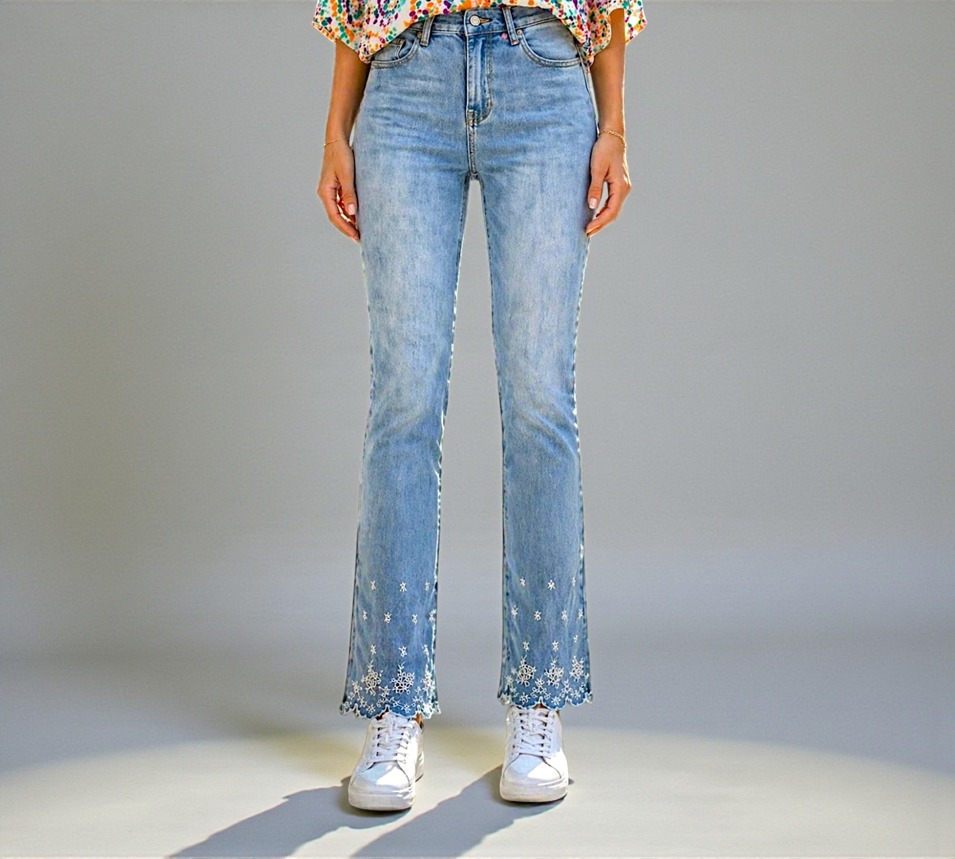 Bi-Stretch Crochet Trim Ankle Grazer Jeans - Above the Crowd Boutique