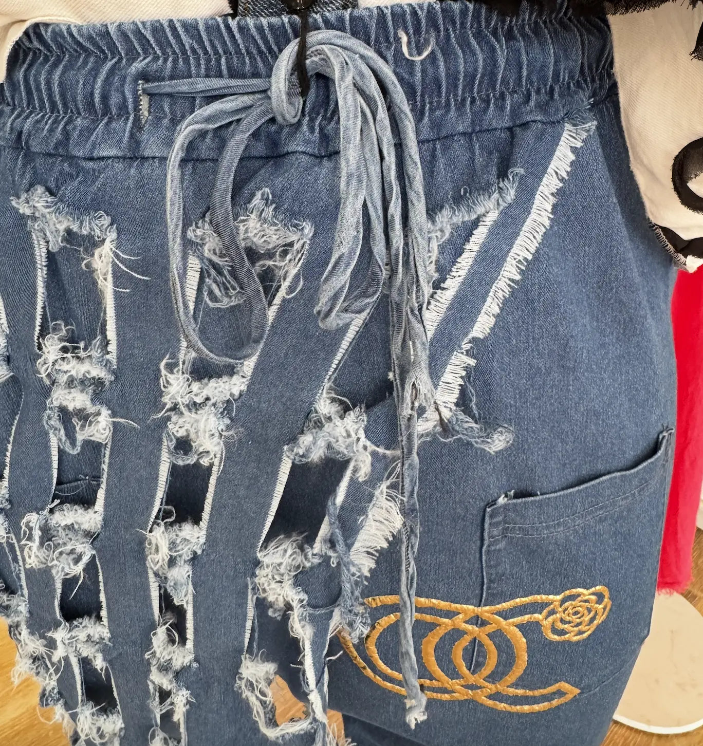 Karma Fringe Net Patch Cotton Pants Karma