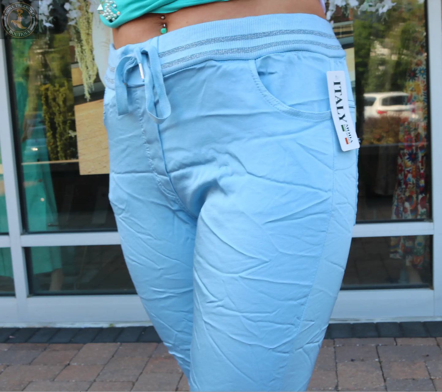 Karma Light Blue Viscose Jogger Pants Karma