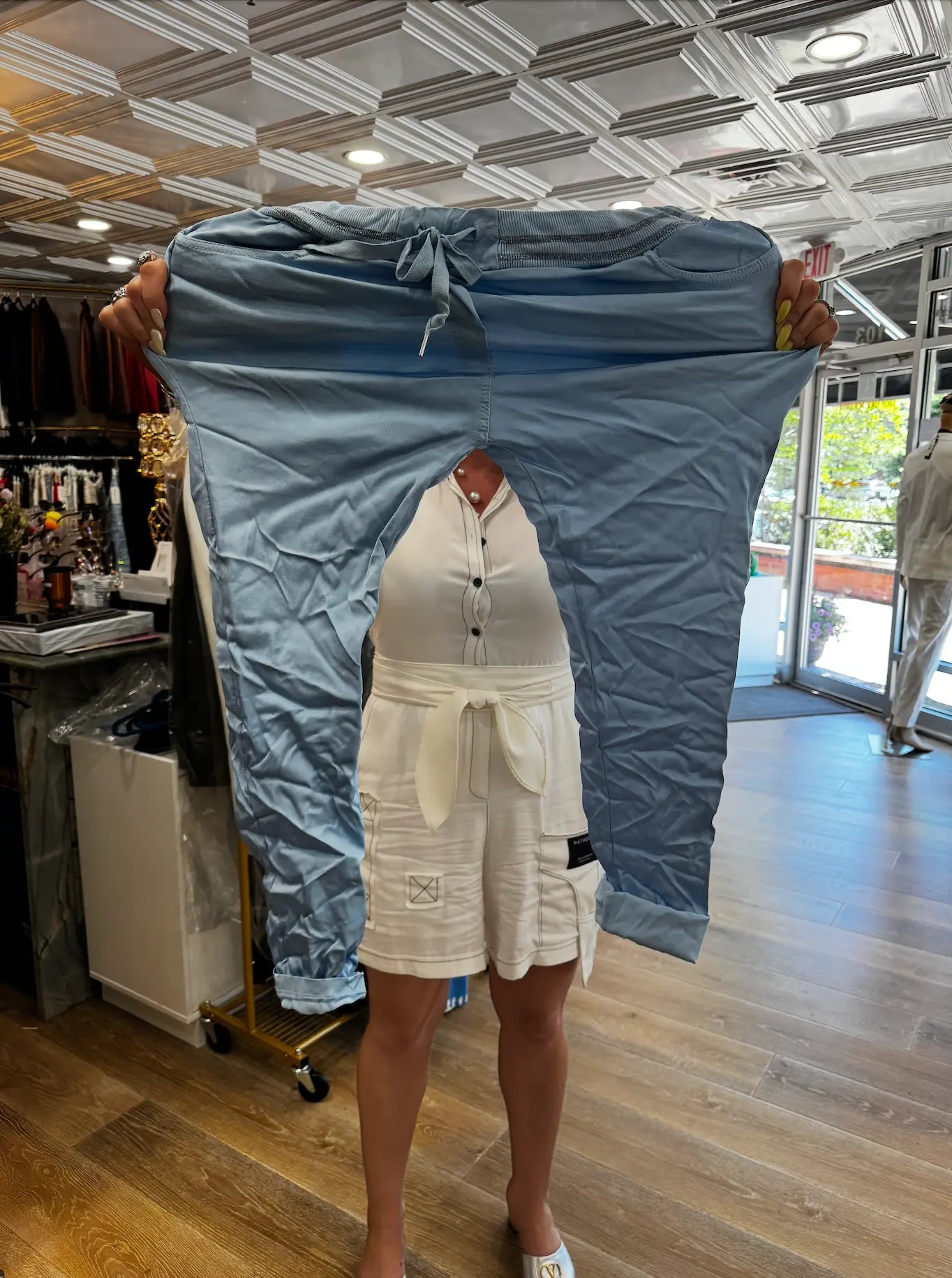 Karma Light Blue Viscose Jogger Pants Karma