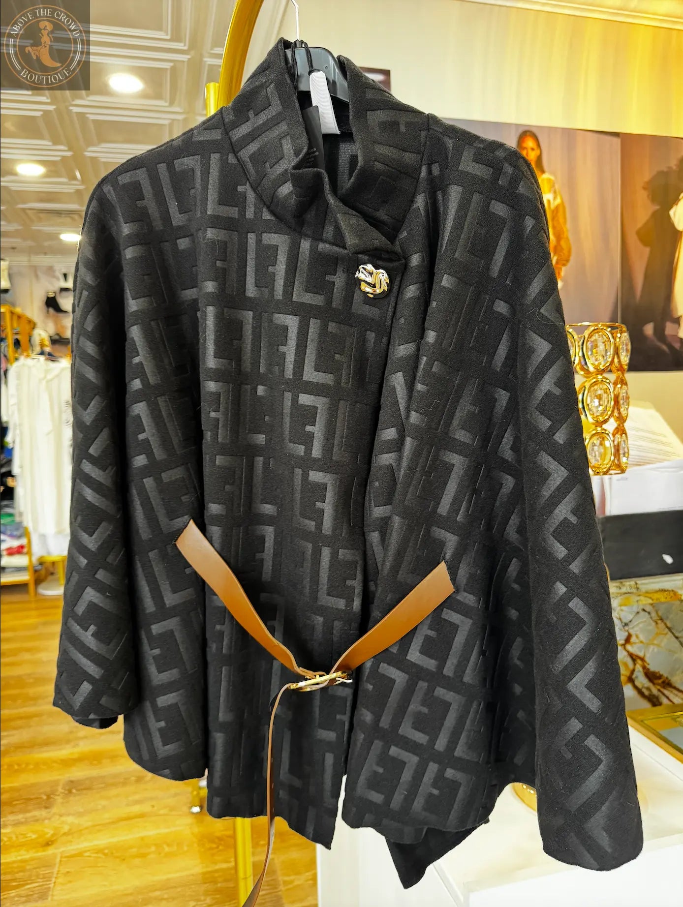 Karma Monogram Poncho with Belt – Brown & Black Karma