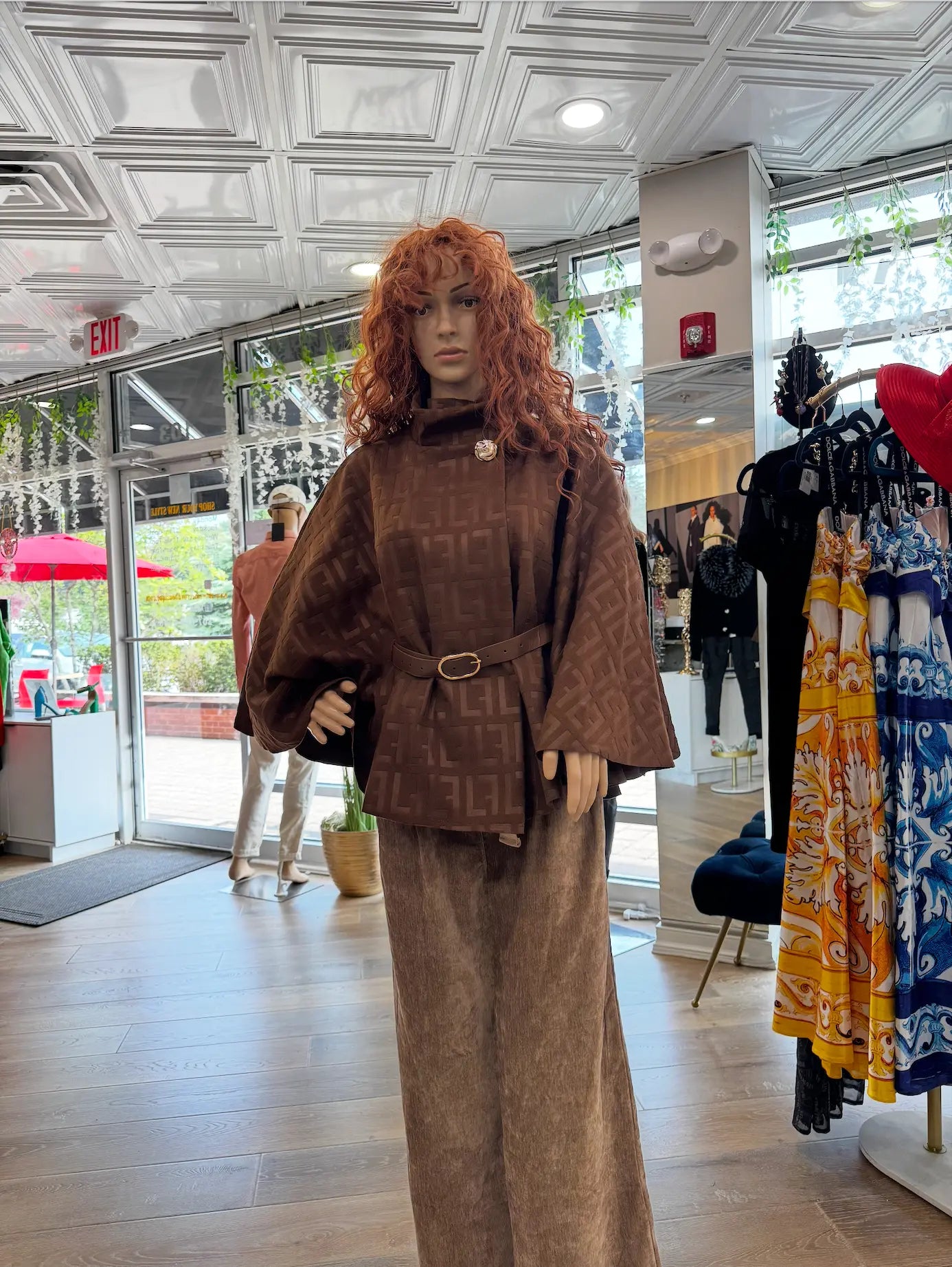 Karma Monogram Poncho with Belt – Brown & Black Karma