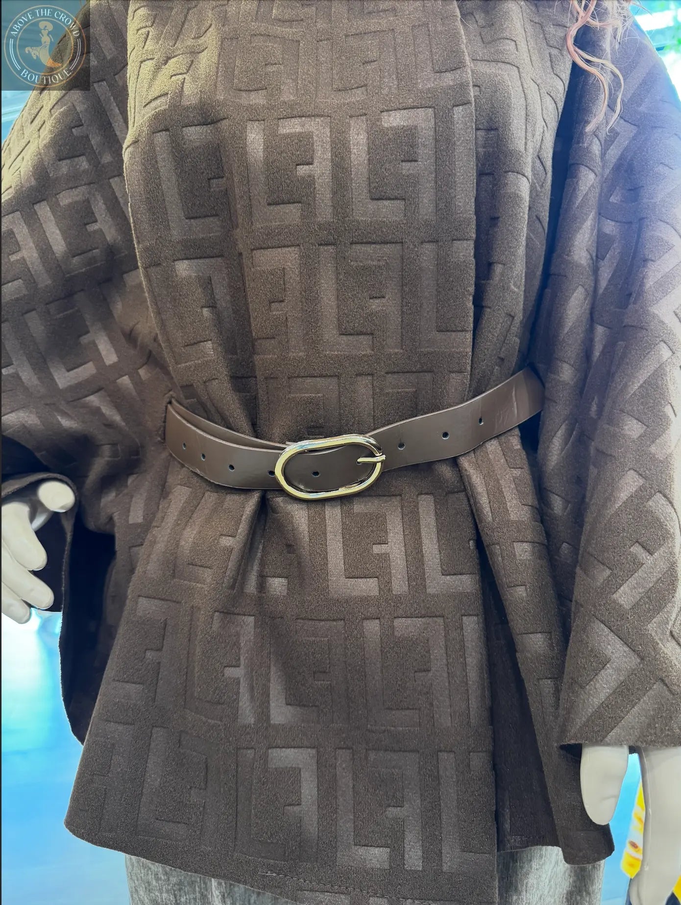 Karma Monogram Poncho with Belt – Brown & Black Karma
